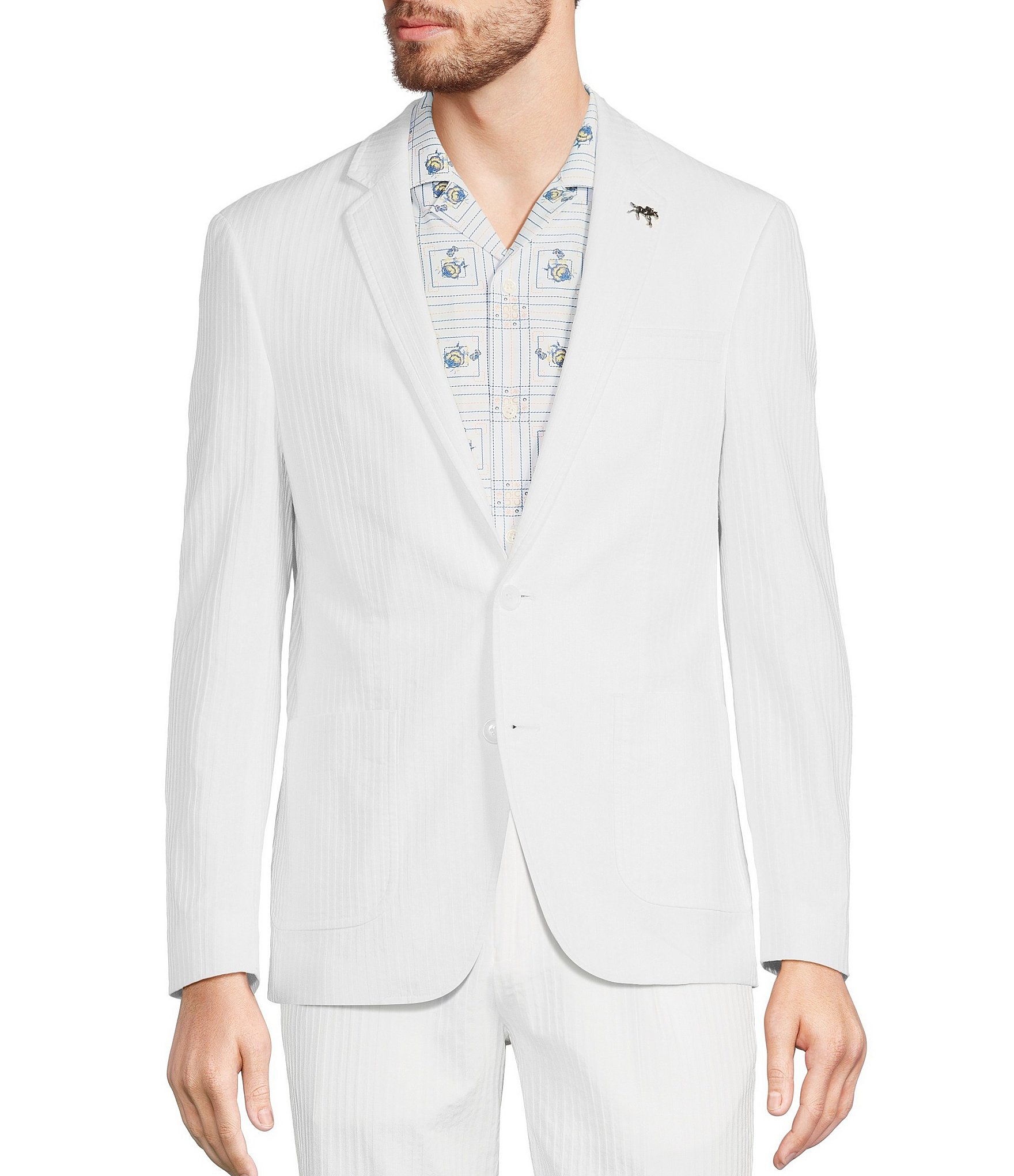 Murano Corsa Di Cavalli Derby Collection Slim Fit Stripe Seersucker Blazer