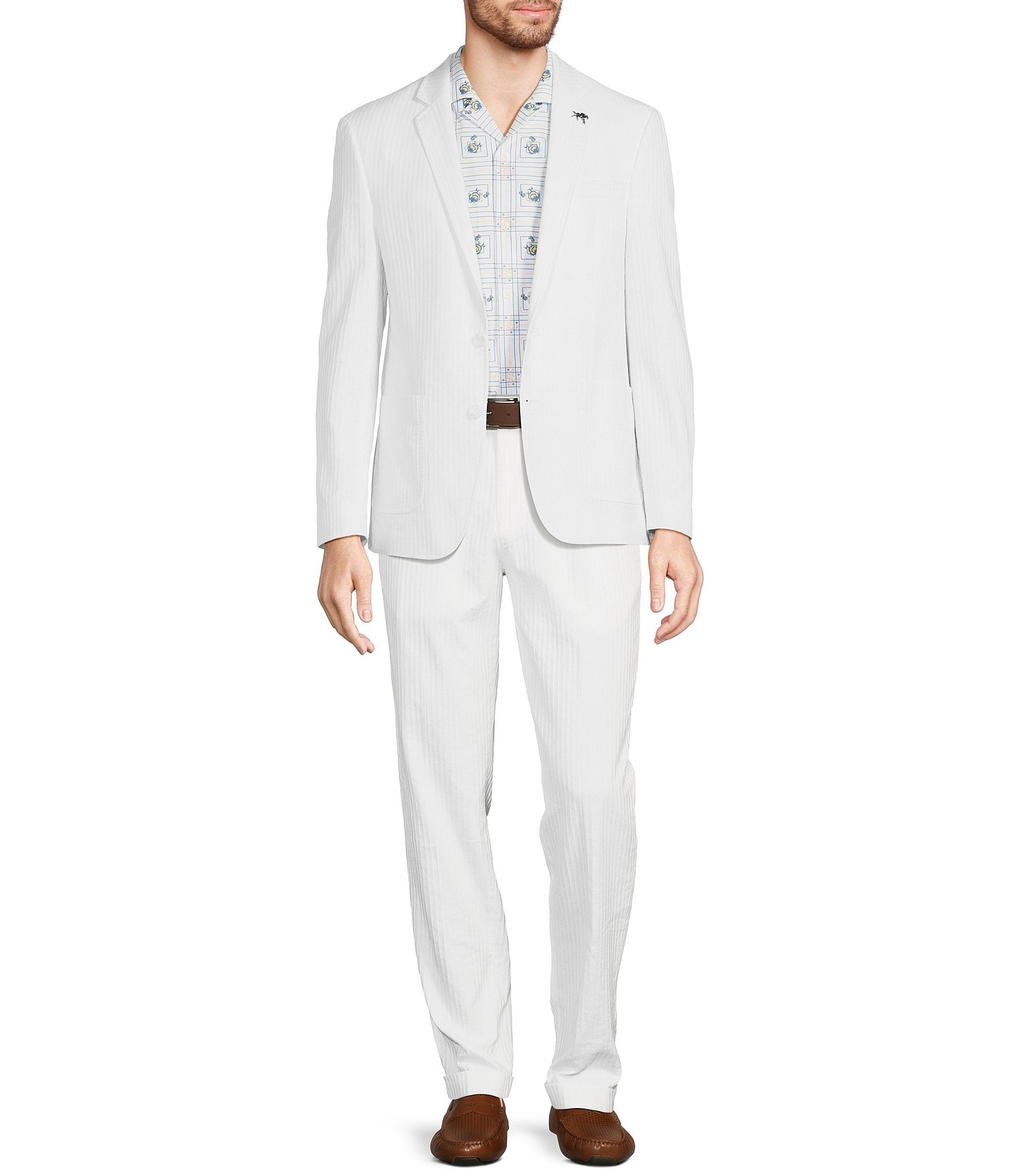 Murano Corsa Di Cavalli Derby Collection Slim Fit Stripe Seersucker Blazer