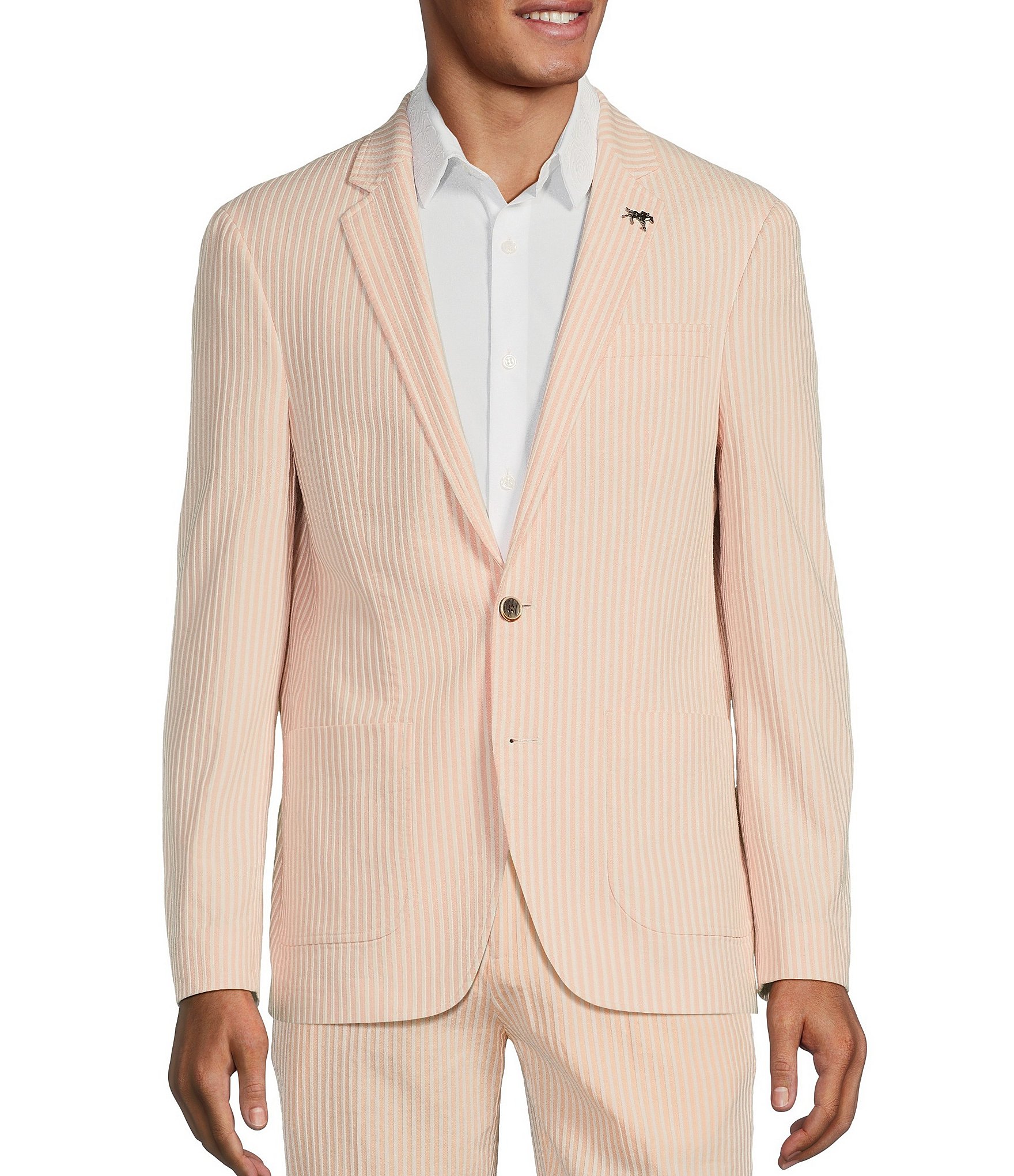 Murano Corsa Di Cavalli Derby Collection Slim Fit Stripe Seersucker Blazer