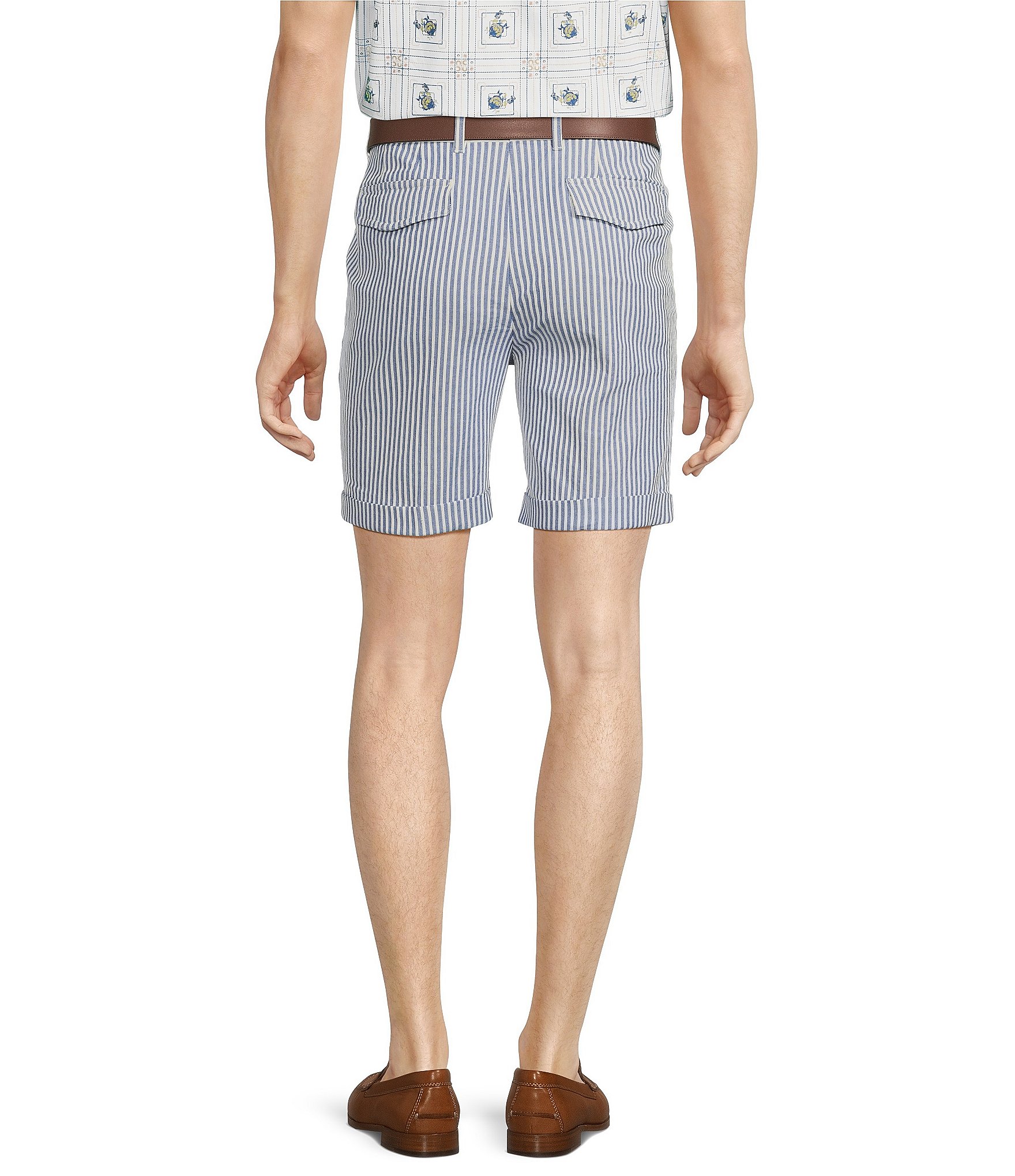 Murano Corsa Di Cavalli Derby Collection Stripe Seersucker 8#double; Inseam Shorts