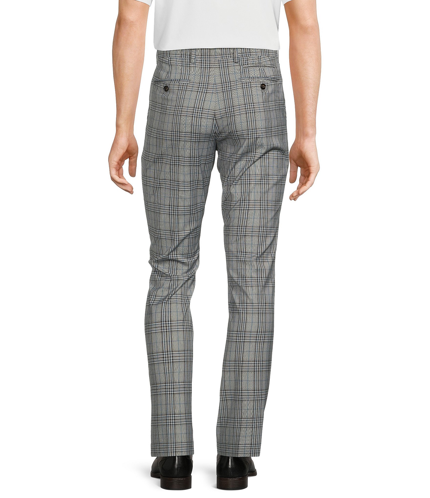 Murano Evan Extra Slim Fit Flat Front Glen Plaid Dress Pants