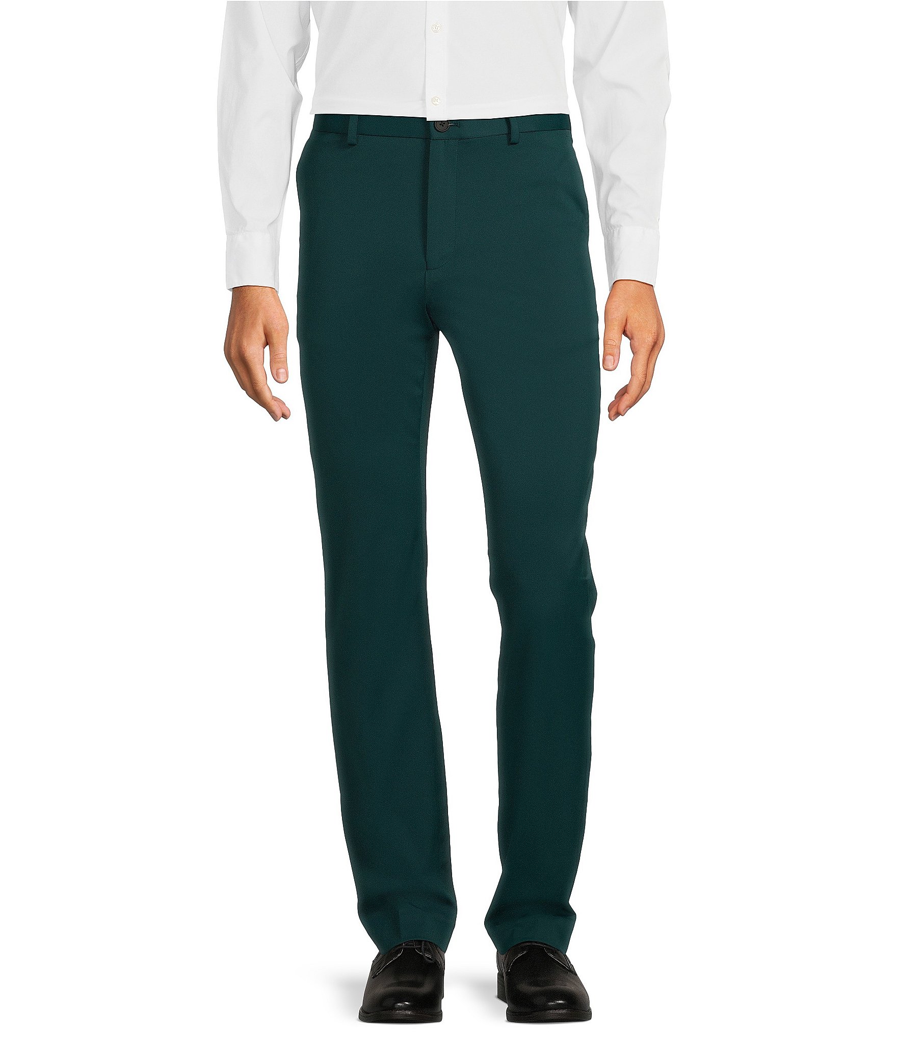 2022 Summer Fashion Mens Dark Green Suit Pants Pure Color Business  Occupation Slim Fit Dress Office Ankle Trousers 29-38