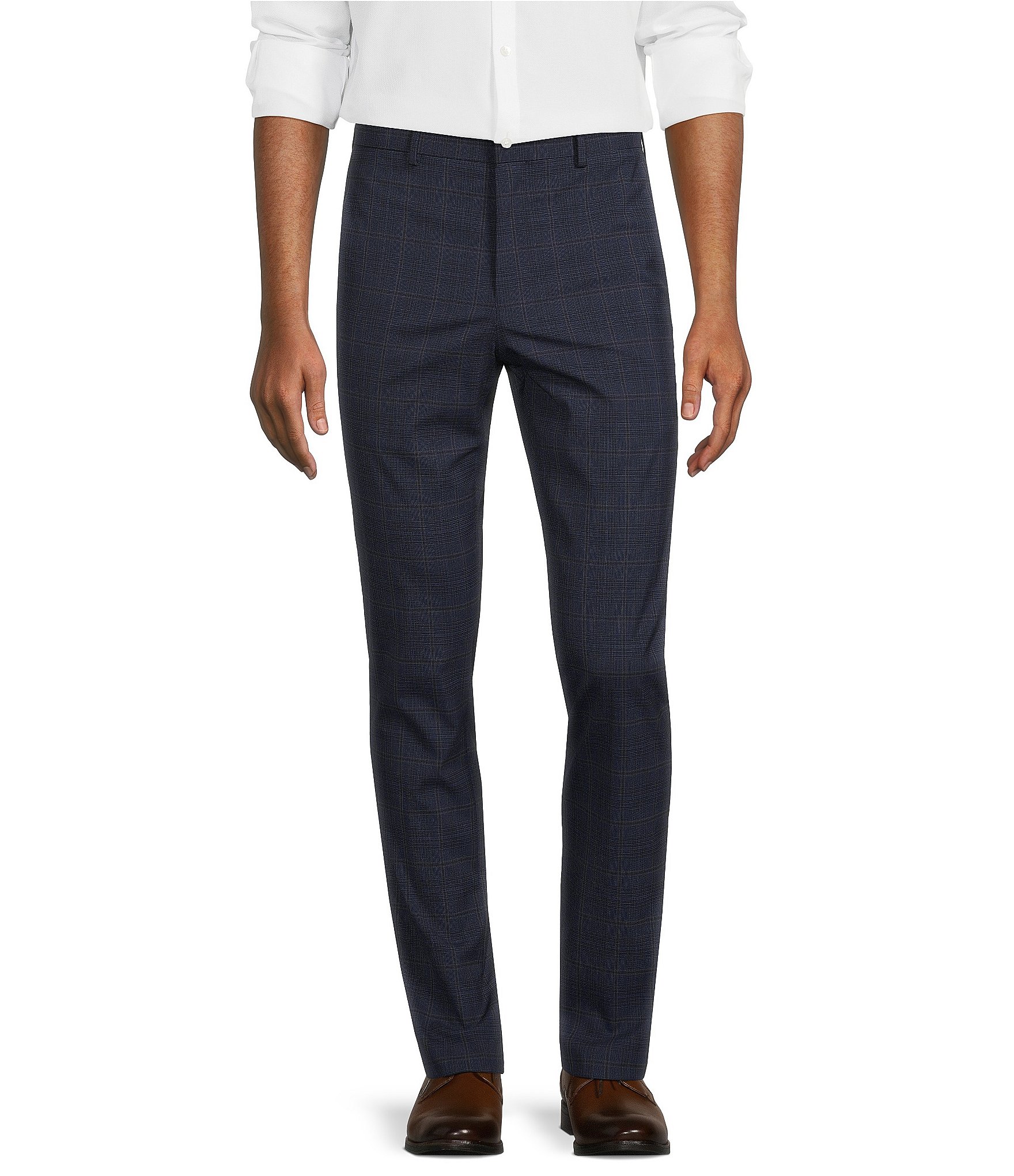 Murano Evan Extra Slim-Fit Flat-Front Plaid Dress Pants | Dillard's
