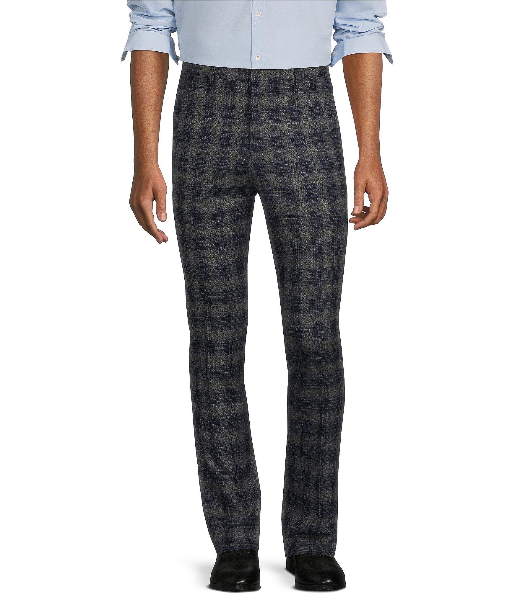 Murano Evan Extra Slim-Fit Plaid Suit Separates Flat Front Dress Pants ...