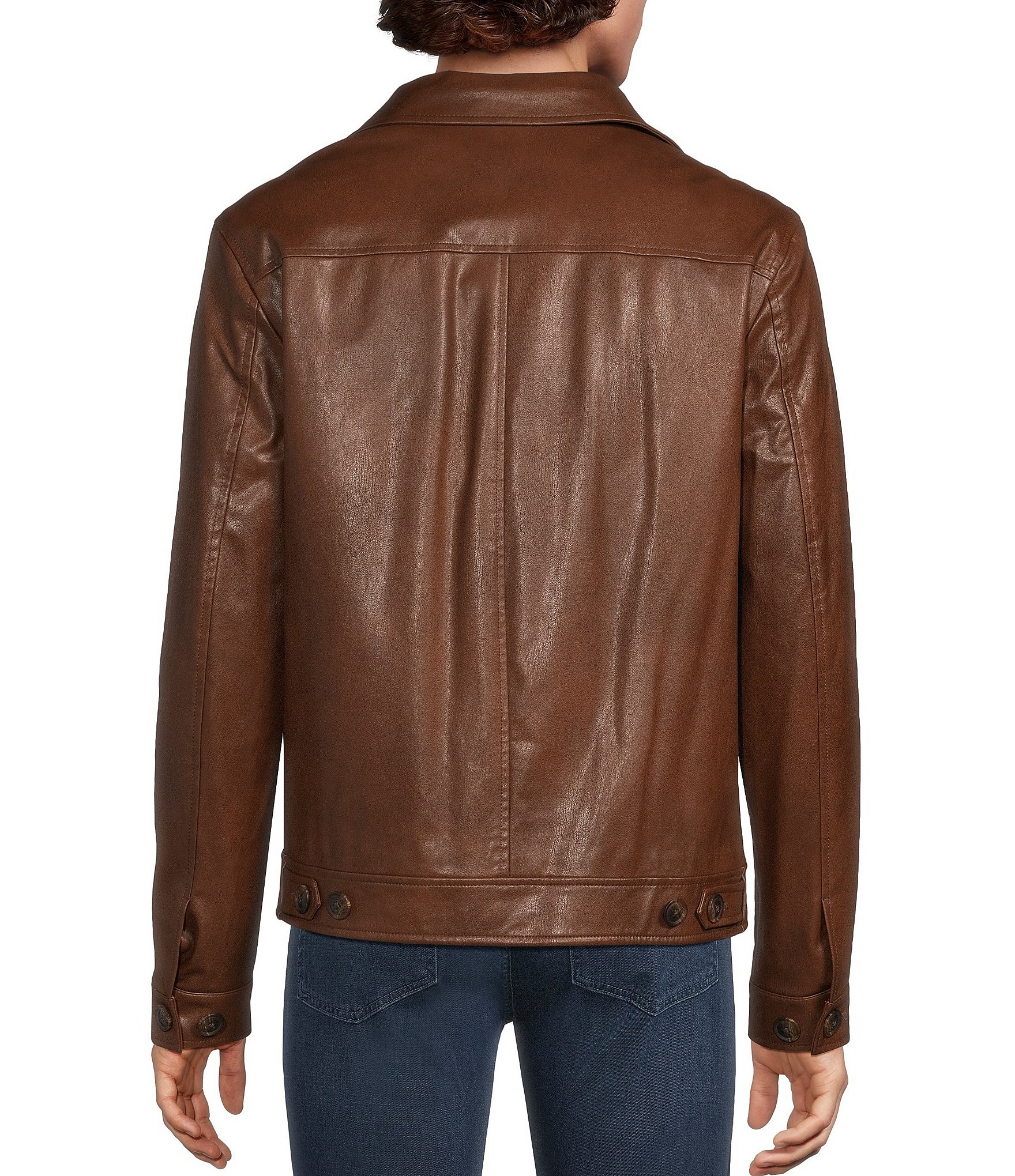 Murano Faux-Leather Trucker Jacket