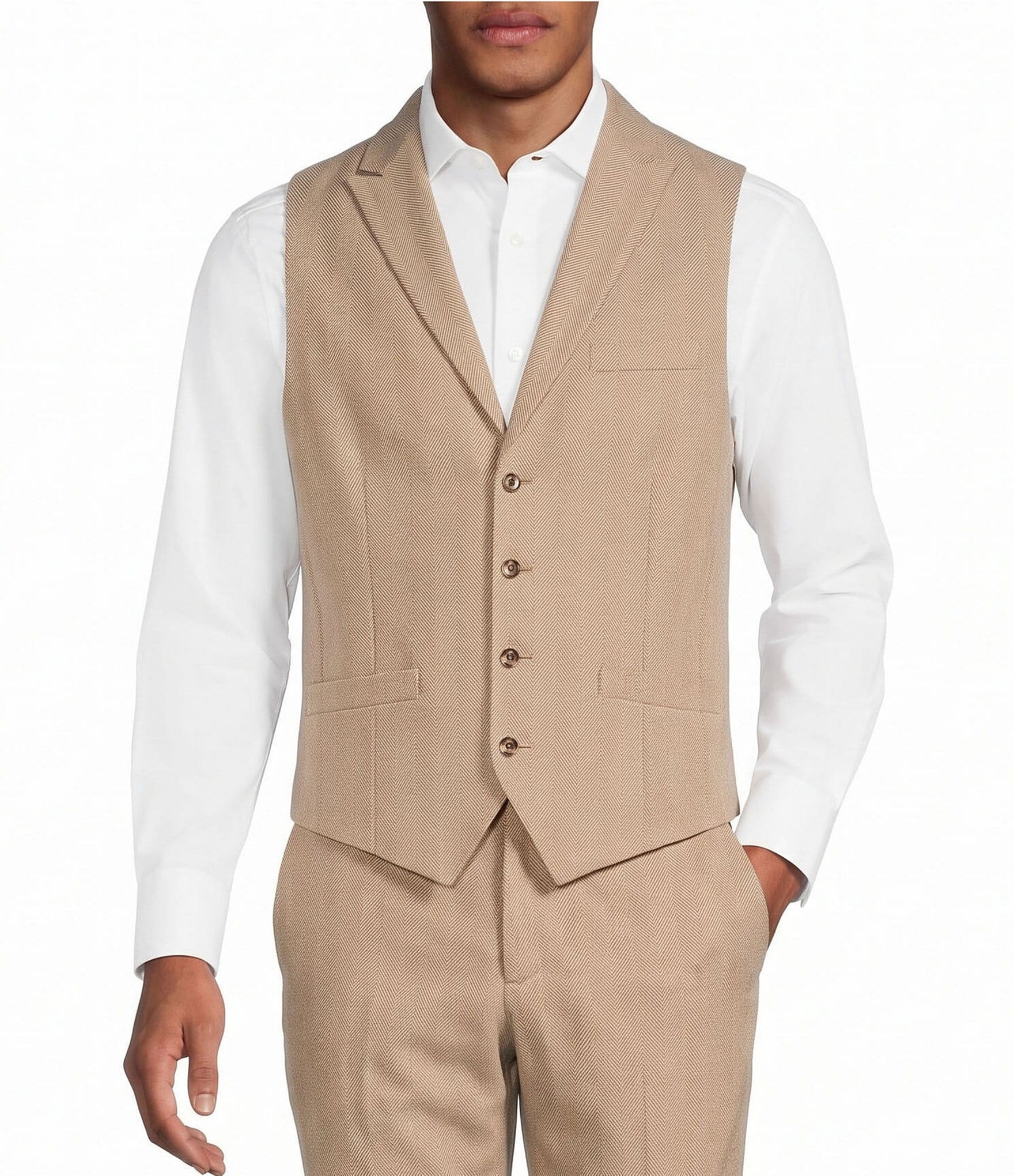 Murano Herringbone Peak Lapel Suit Separates Vest