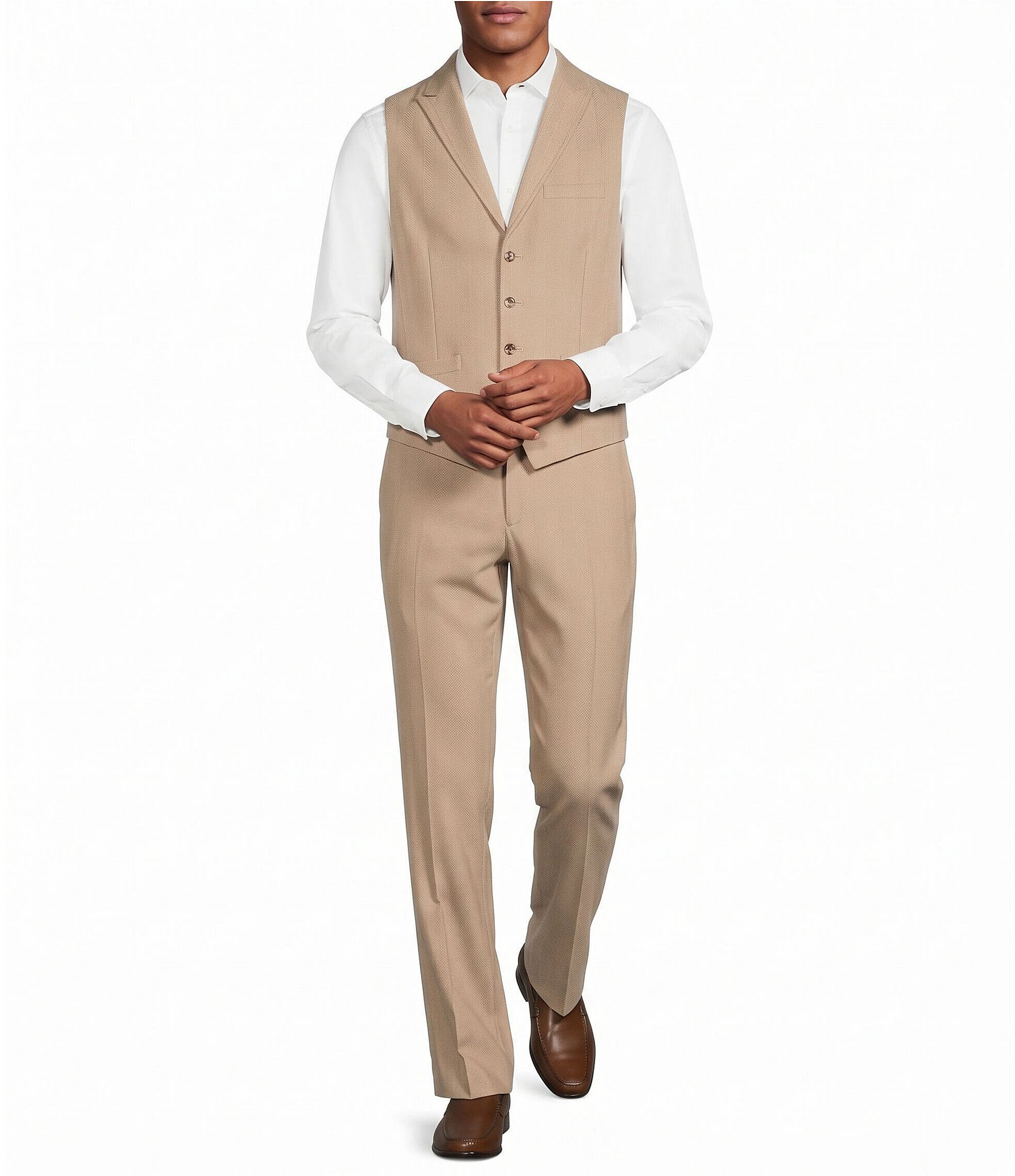 Murano Herringbone Peak Lapel Suit Separates Vest