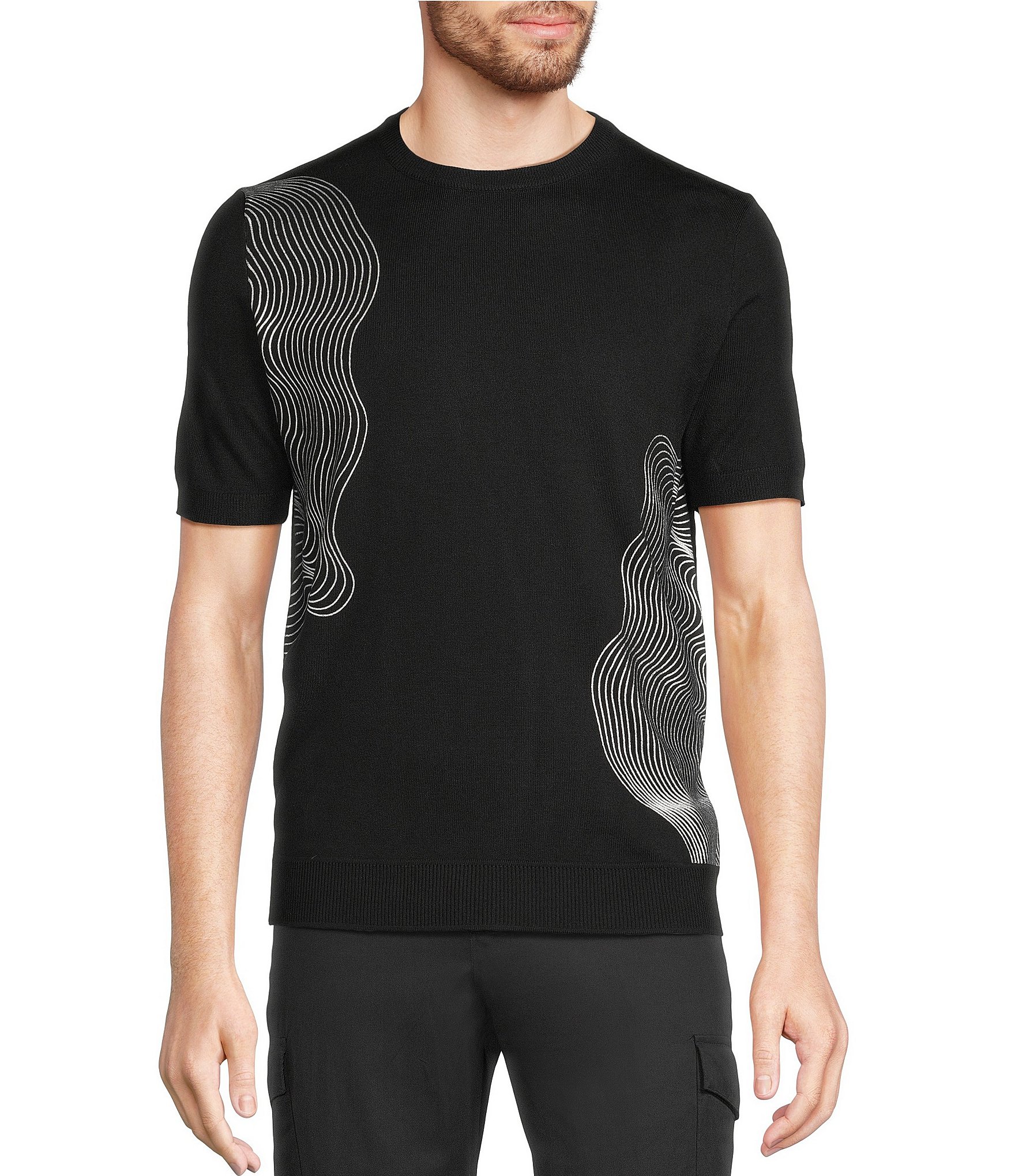 Murano Interdimensional Collection Open Knit Short Sleeve Crew Neck Sweater Knit