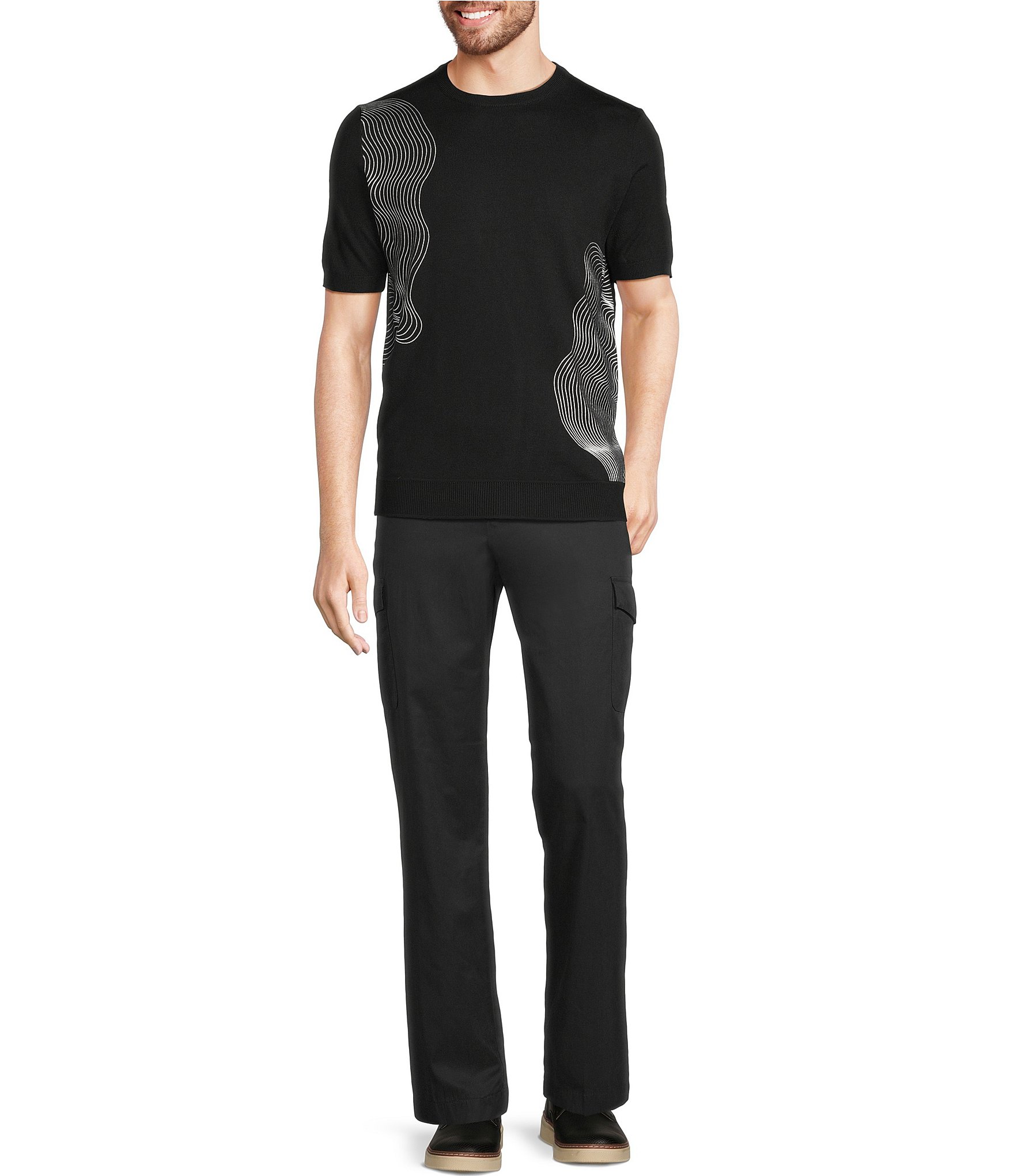 Murano Interdimensional Collection Open Knit Short Sleeve Crew Neck Sweater Knit