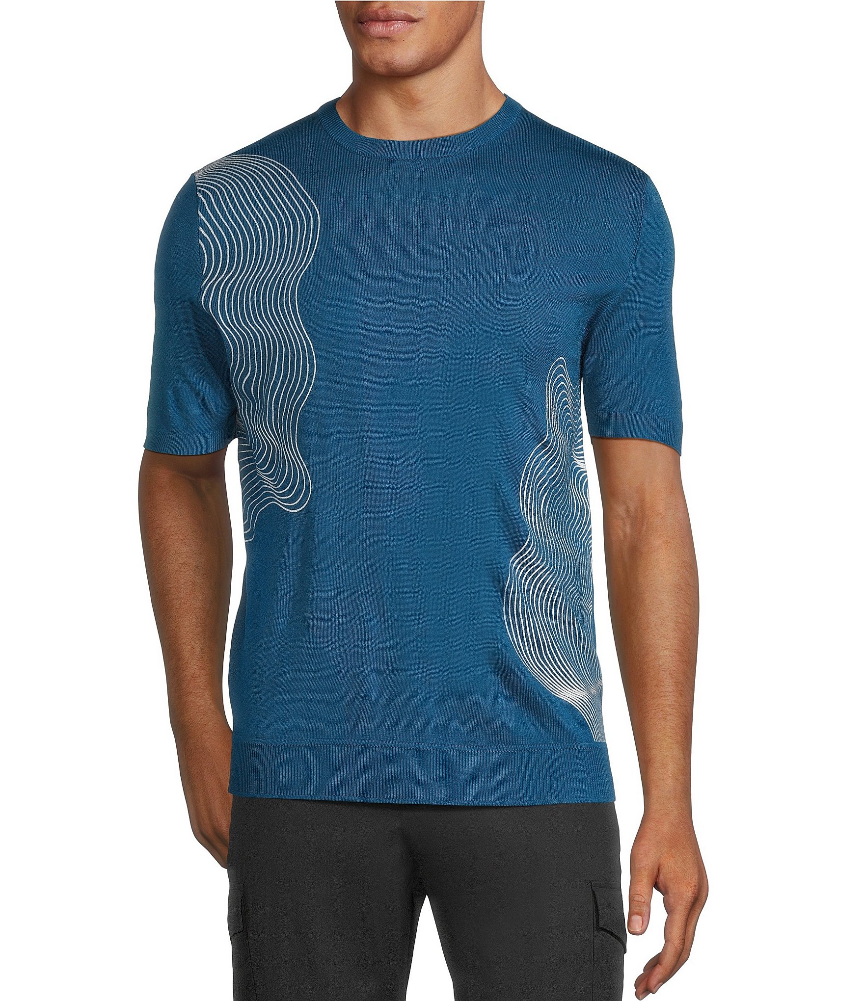 Murano Interdimensional Collection Open Knit Short Sleeve Crew Neck Sweater Knit