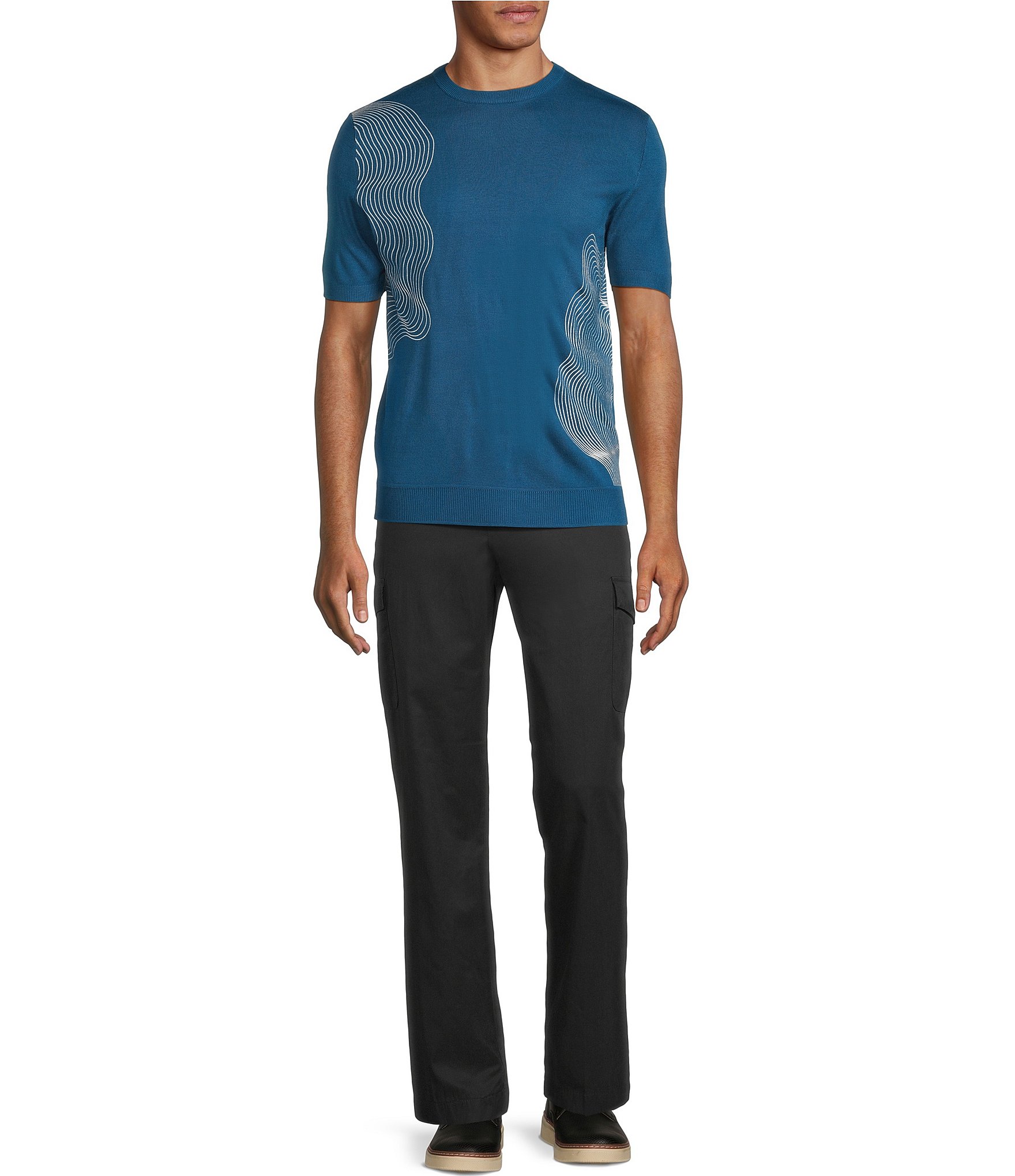 Murano Interdimensional Collection Open Knit Short Sleeve Crew Neck Sweater Knit