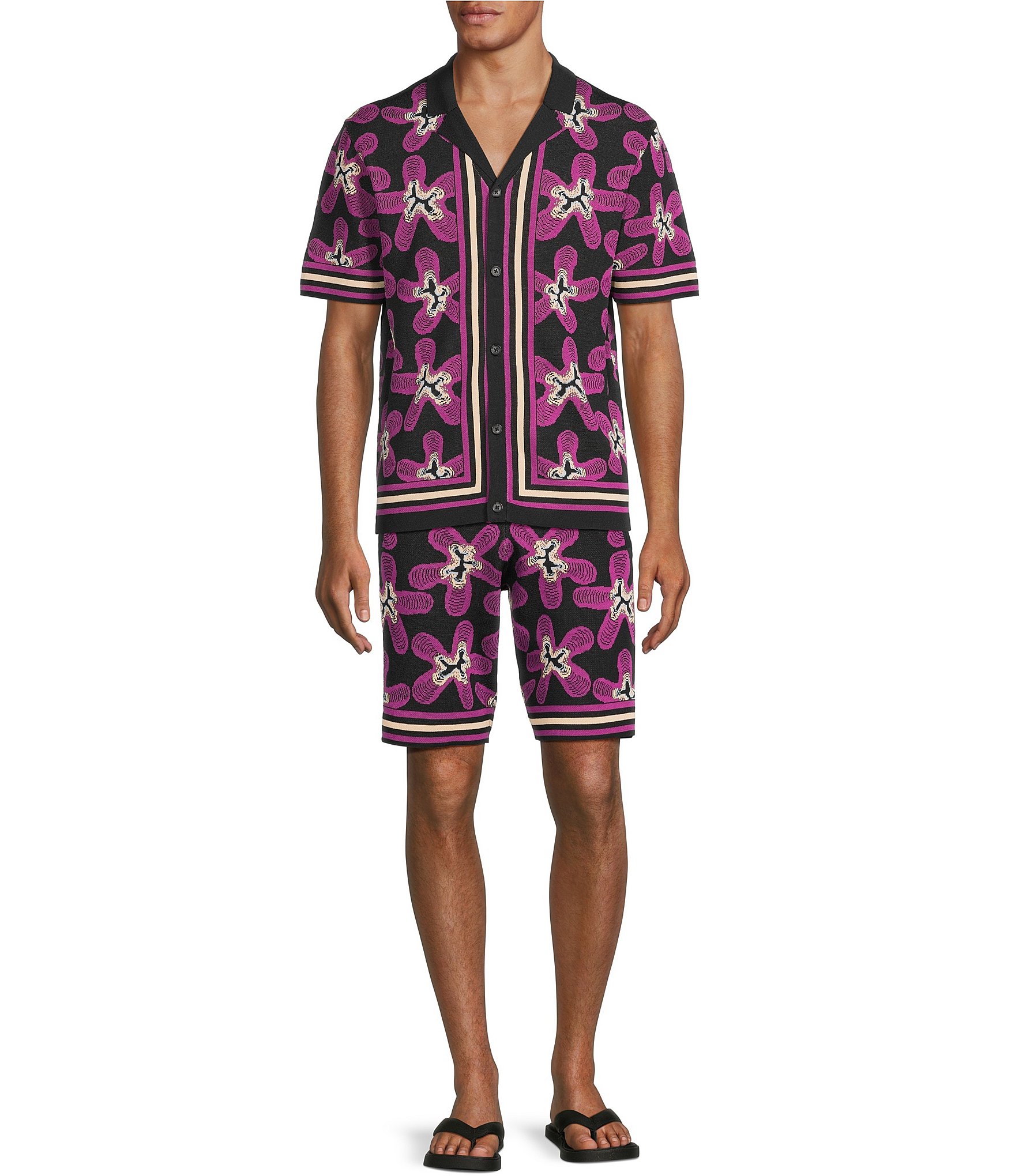 Murano Interdimensional Collection Star Jacquard Short Sleeve Woven Camp Shirt
