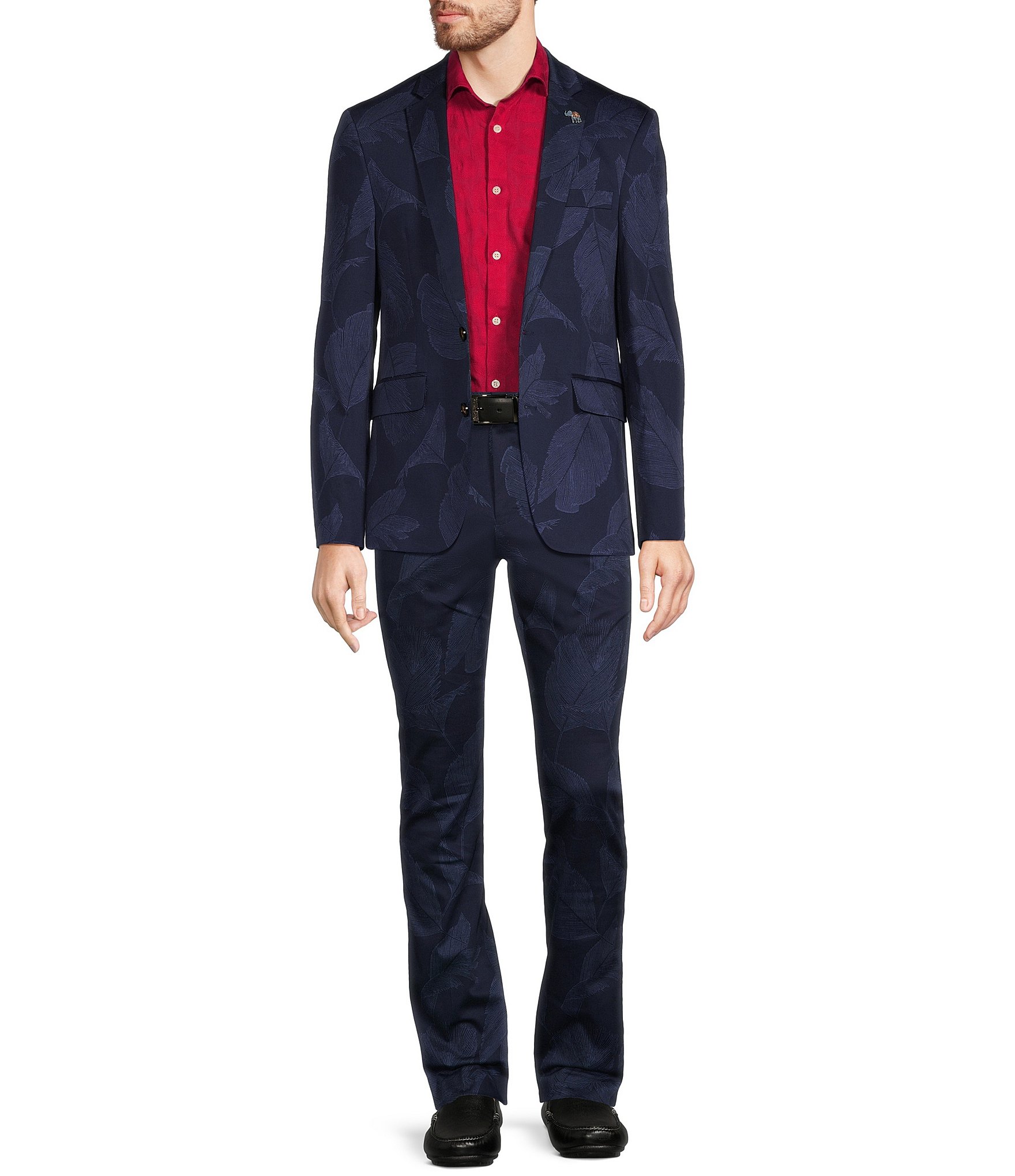 Murano Jewels of Jaipur Collection Evan Extra Slim Fit Palm Print Suit Separates Dress Pants