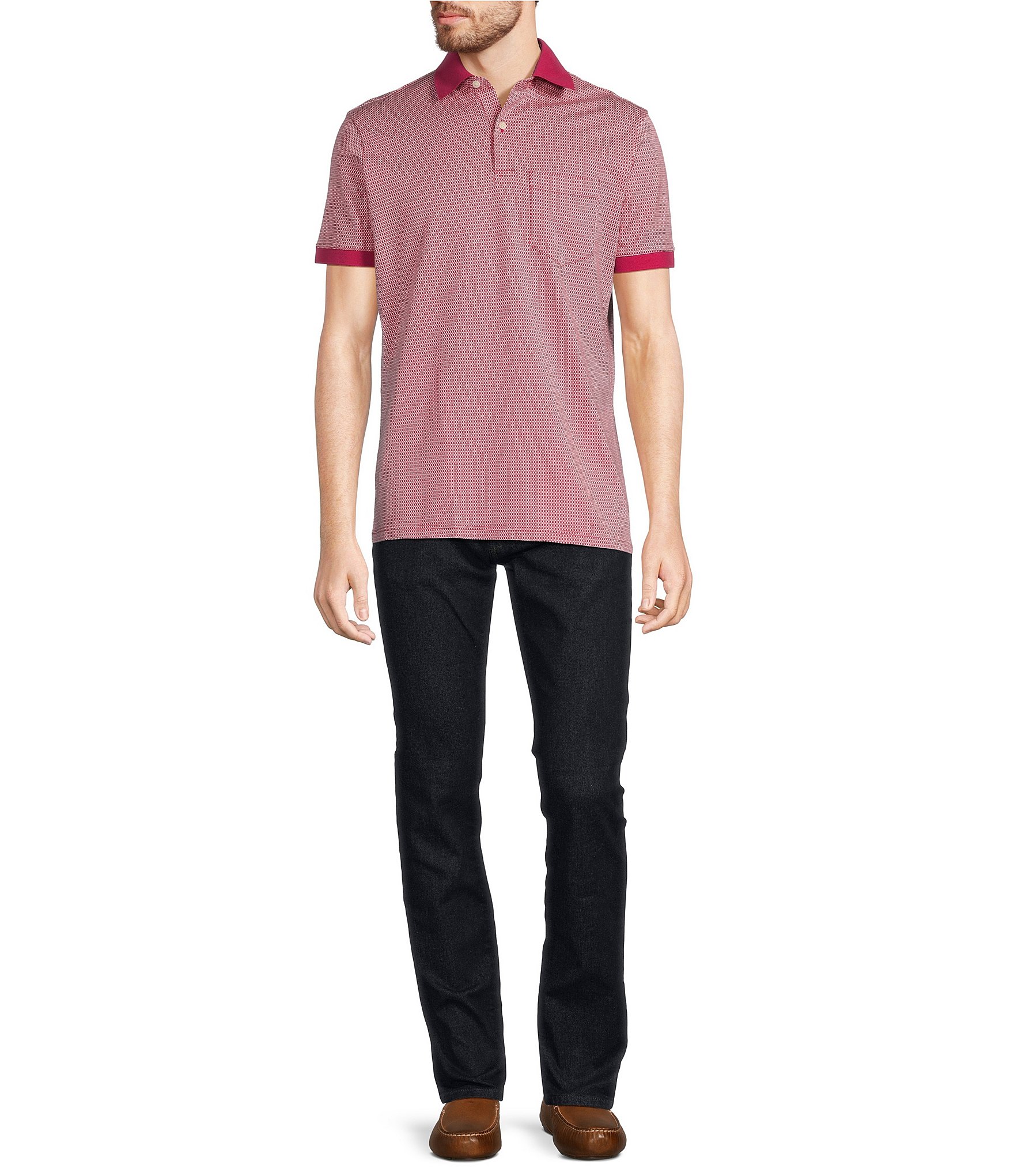 Murano Jewels of Jaipur Collection Jacquard Short Sleeve Polo Shirt