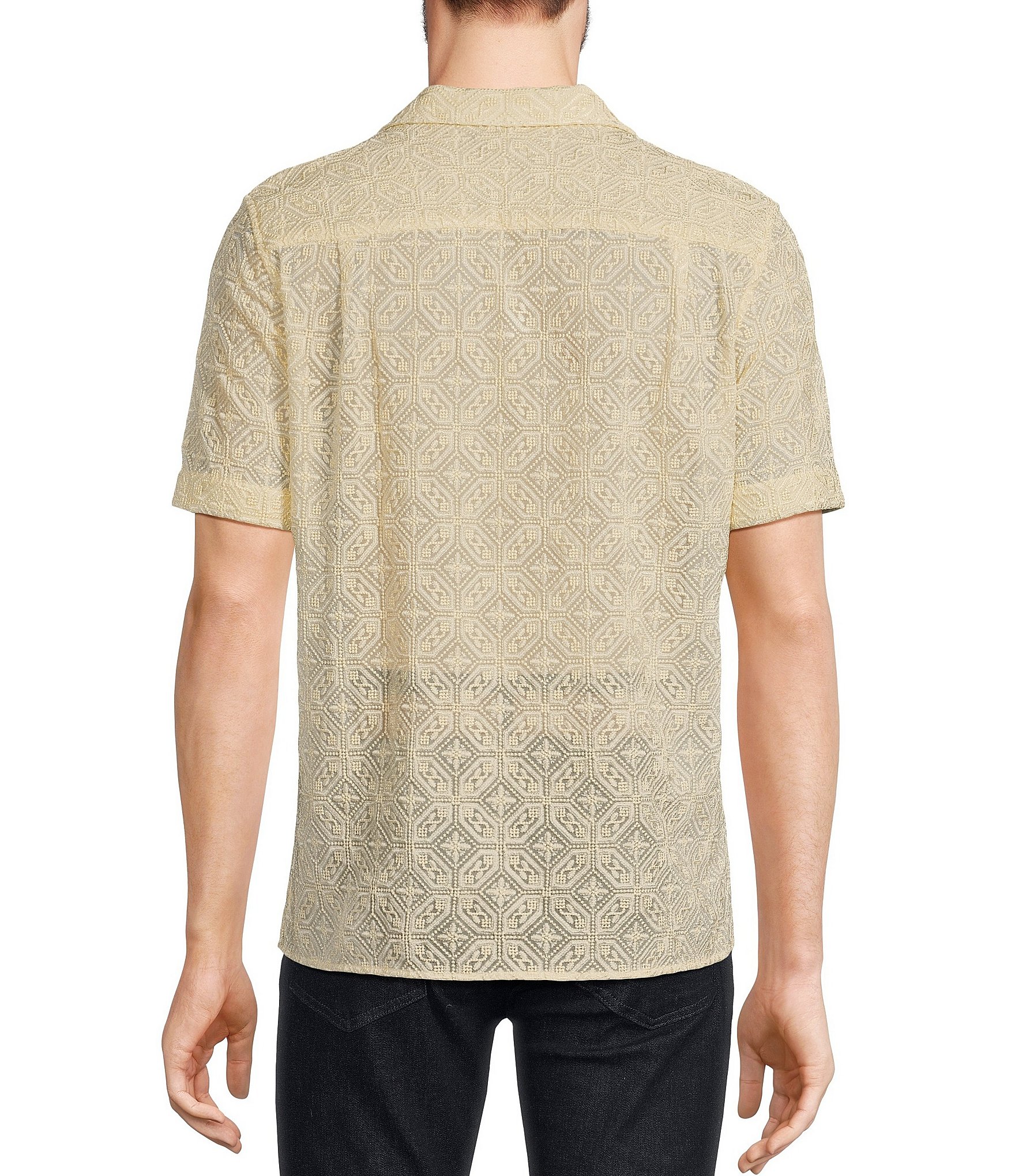 Murano Jewels of Jaipur Slim Fit Embroidered Short Sleeve Woven Camp Shirt