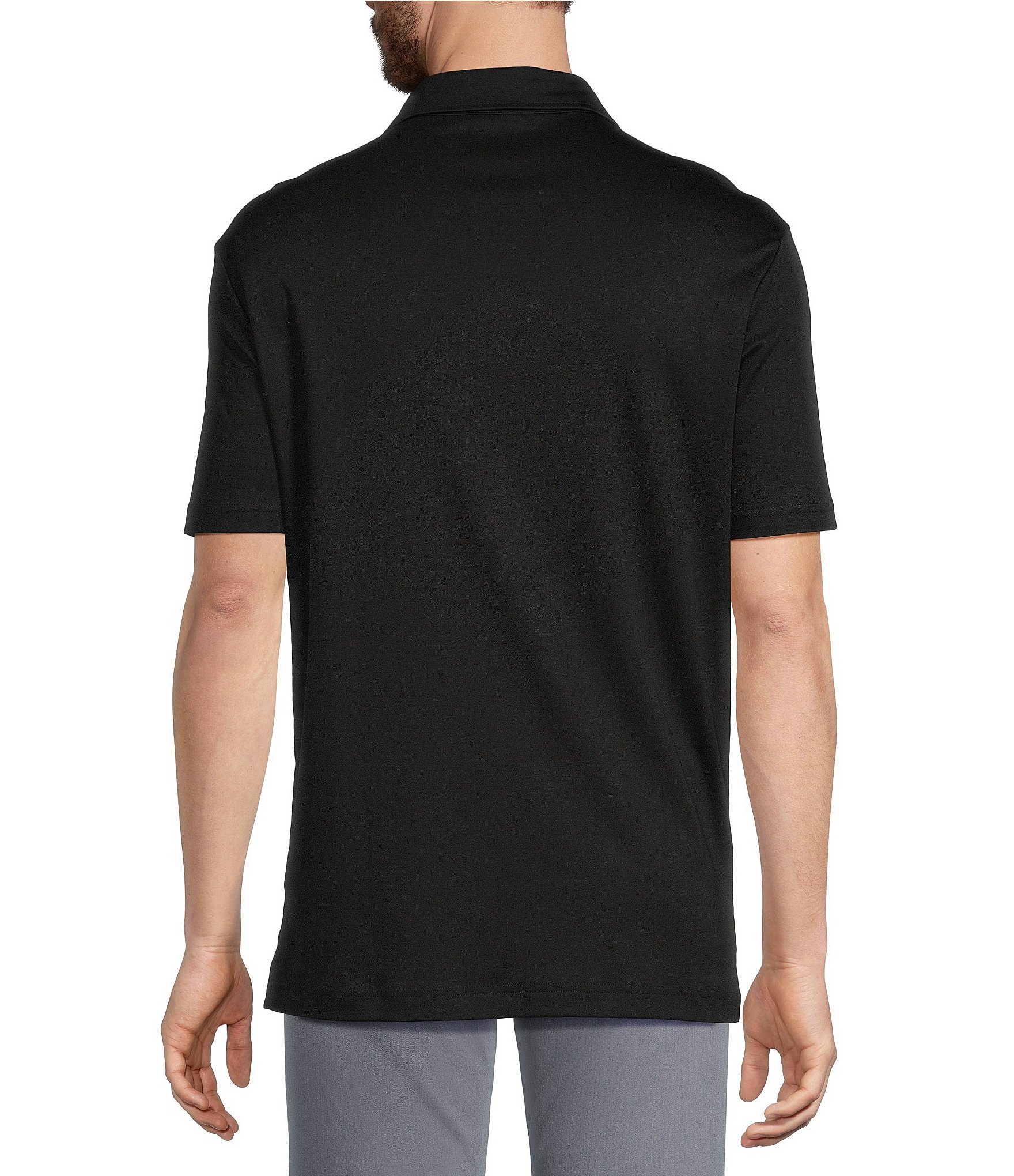 Murano Liquid Luxury Athletic Fit Solid Interlock Short Sleeve Polo Shirt