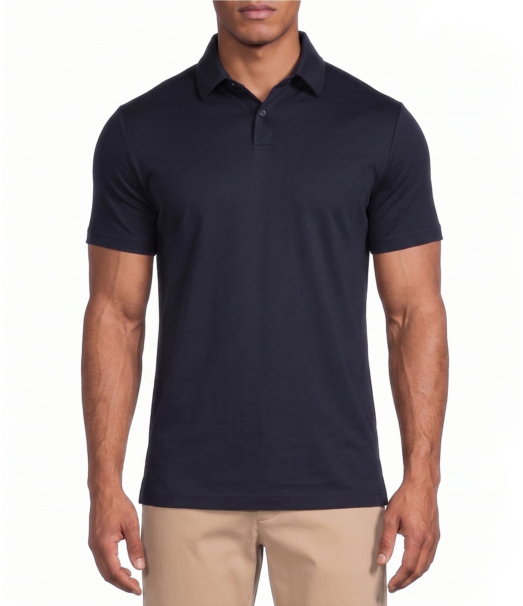 Murano Liquid Luxury Athletic Fit Solid Interlock Short Sleeve Polo Shirt