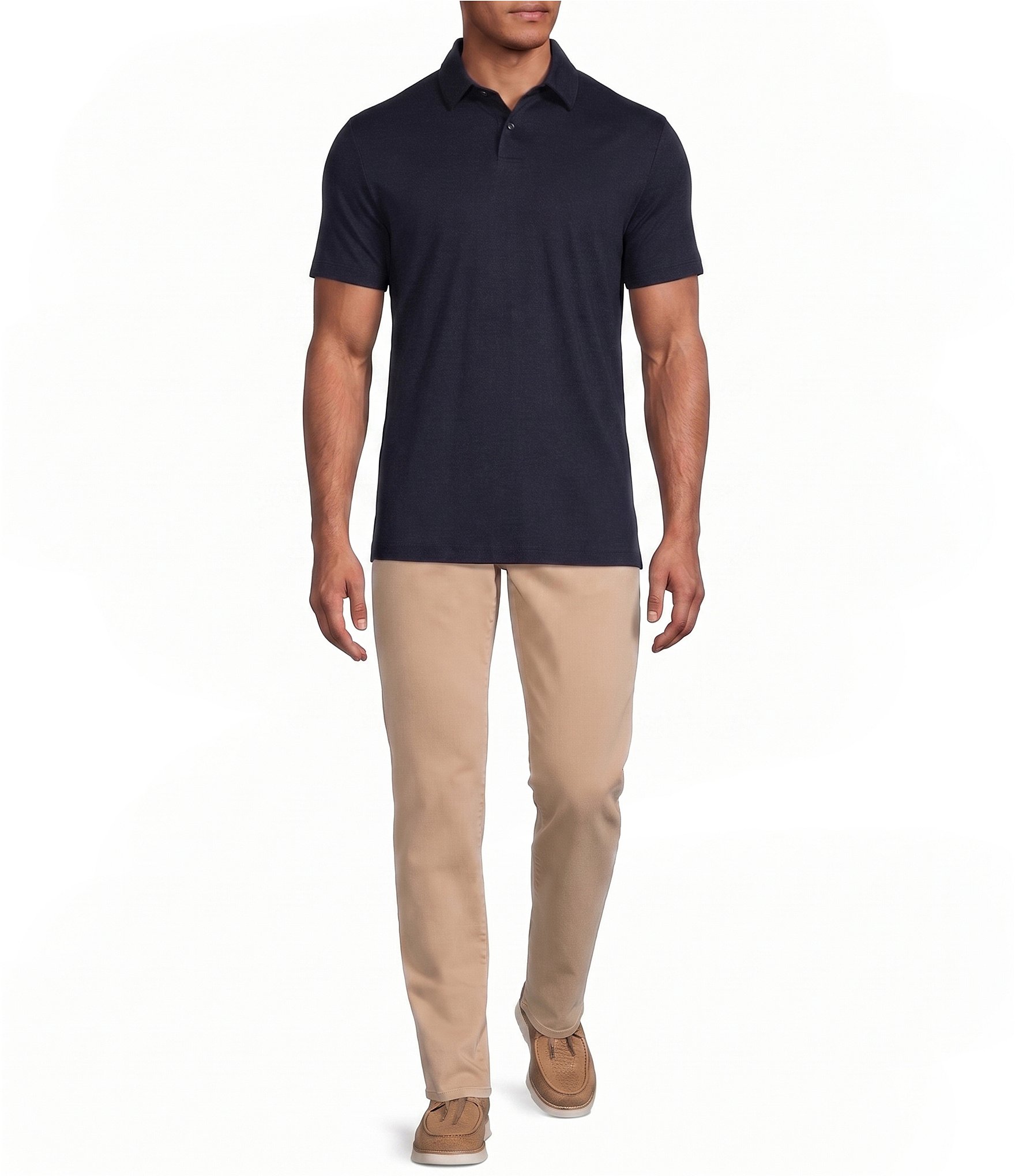 Murano Liquid Luxury Athletic Fit Solid Interlock Short Sleeve Polo Shirt