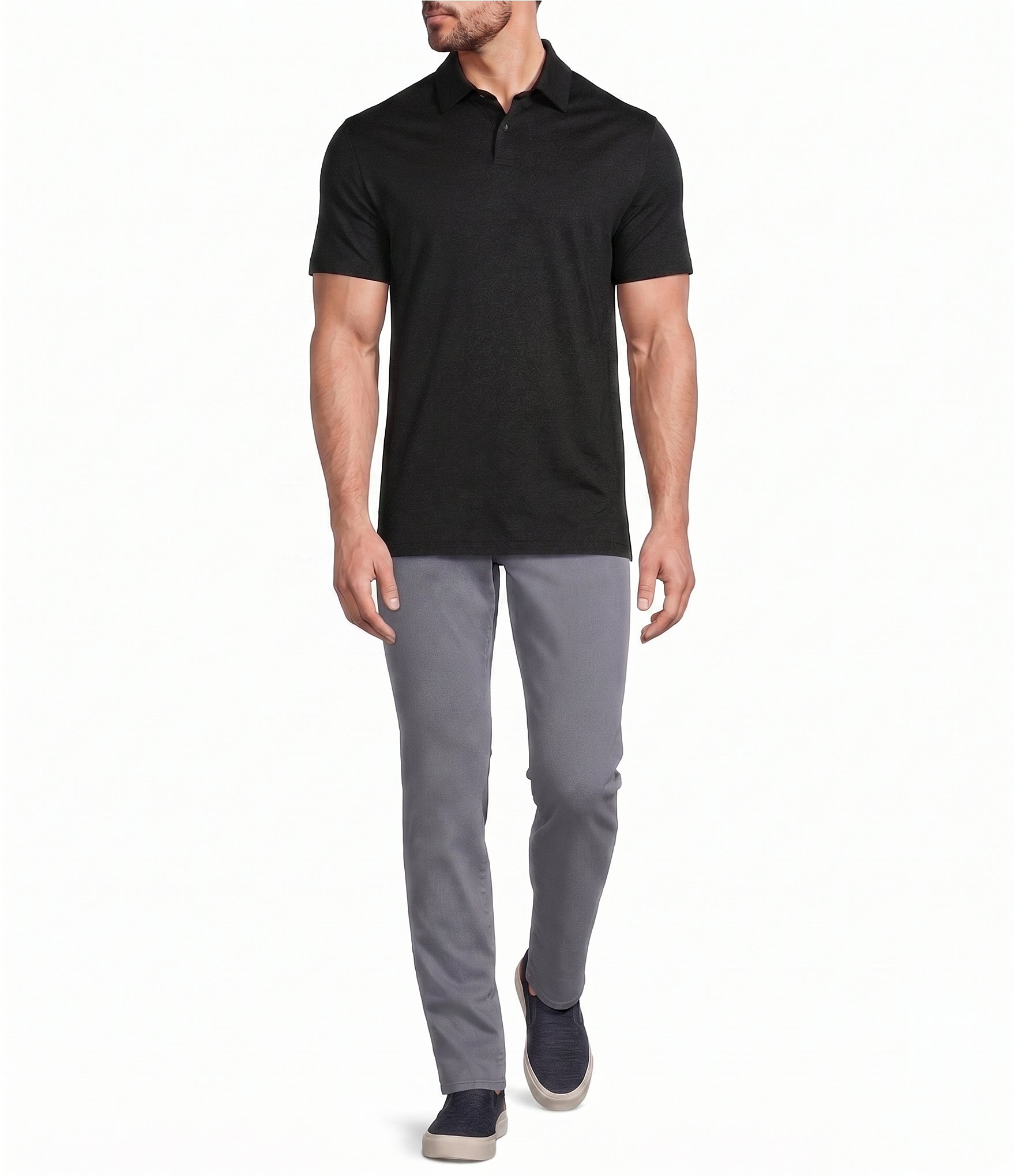 Murano Liquid Luxury Athletic Fit Solid Interlock Short Sleeve Polo Shirt