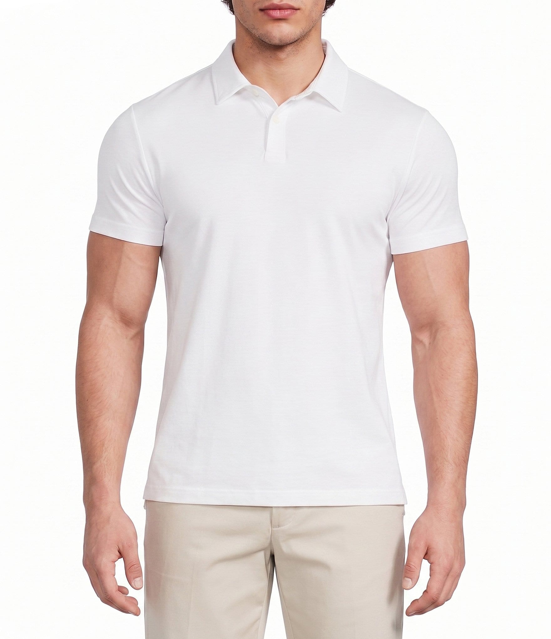 Murano Liquid Luxury Athletic Fit Solid Interlock Short Sleeve Polo Shirt