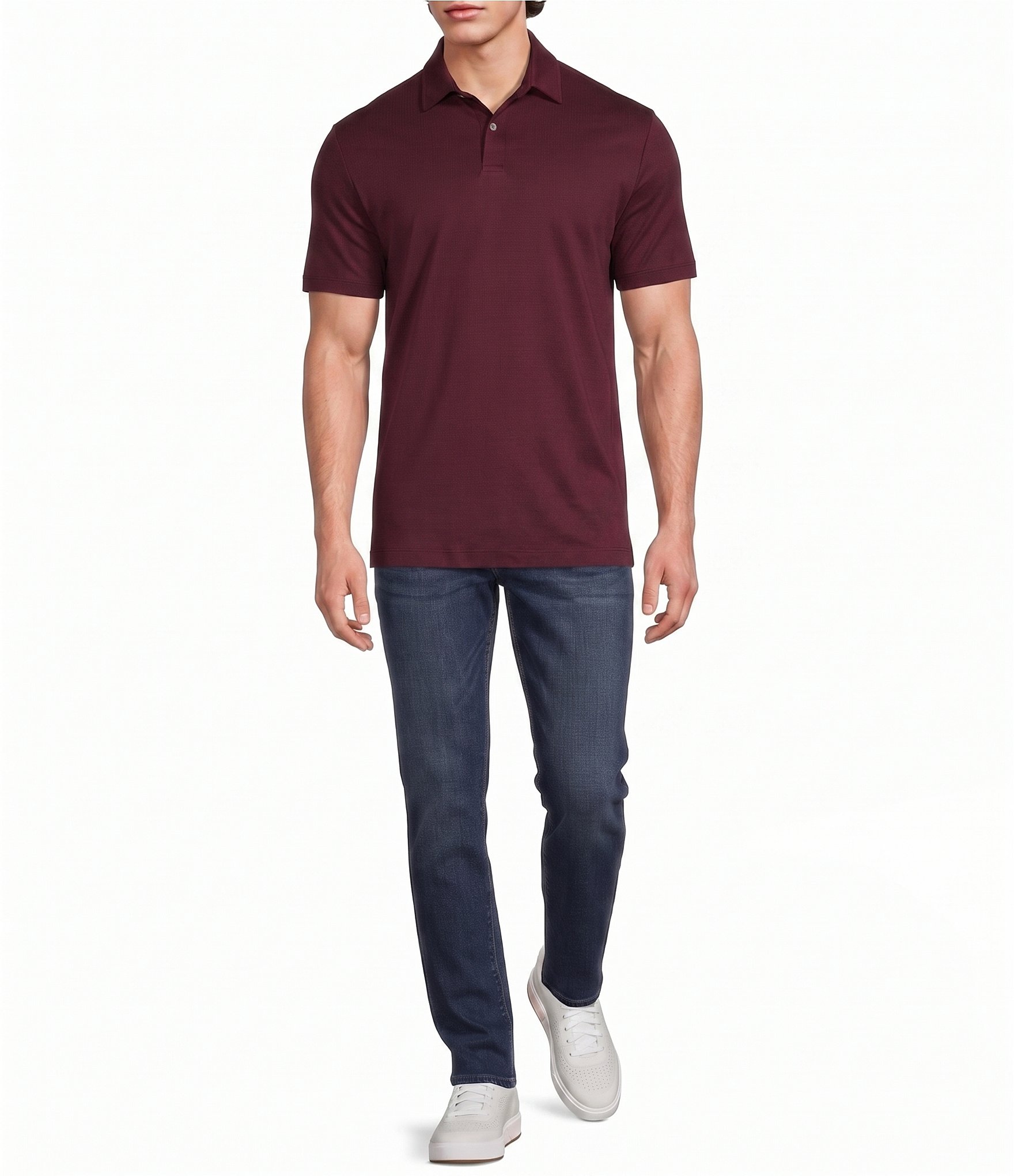 Murano Liquid Luxury Athletic Fit Solid Interlock Short Sleeve Polo Shirt