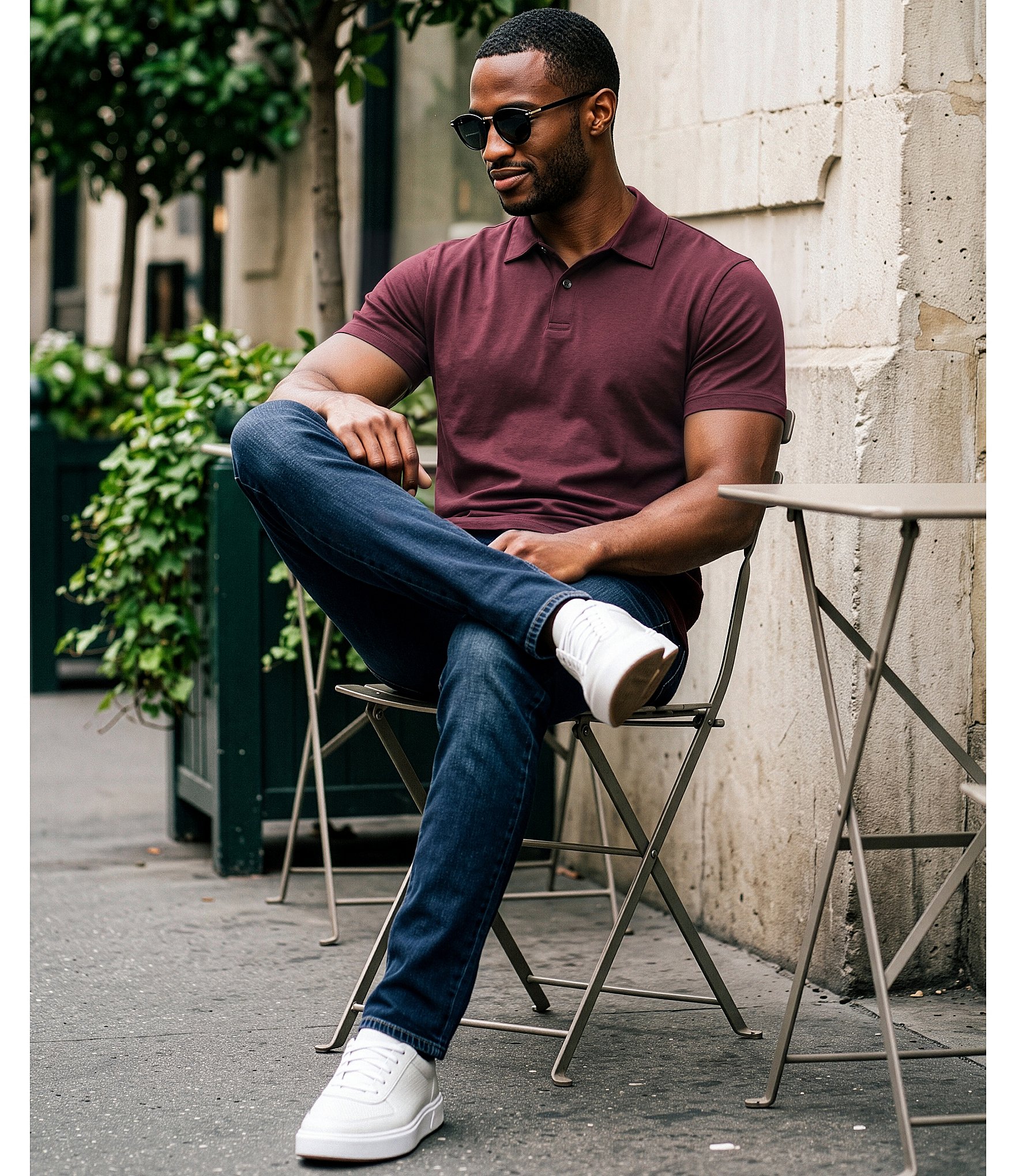 Murano Liquid Luxury Athletic Fit Solid Interlock Short Sleeve Polo Shirt