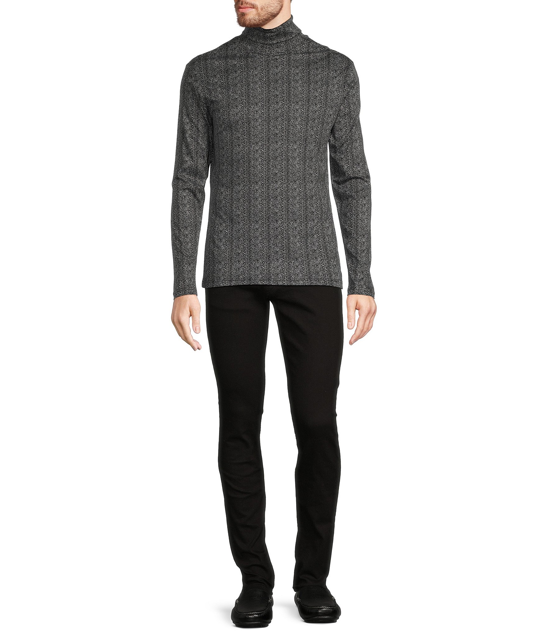 Murano Liquid Luxury Collection Slim Fit Houndstooth Turtleneck Pullover