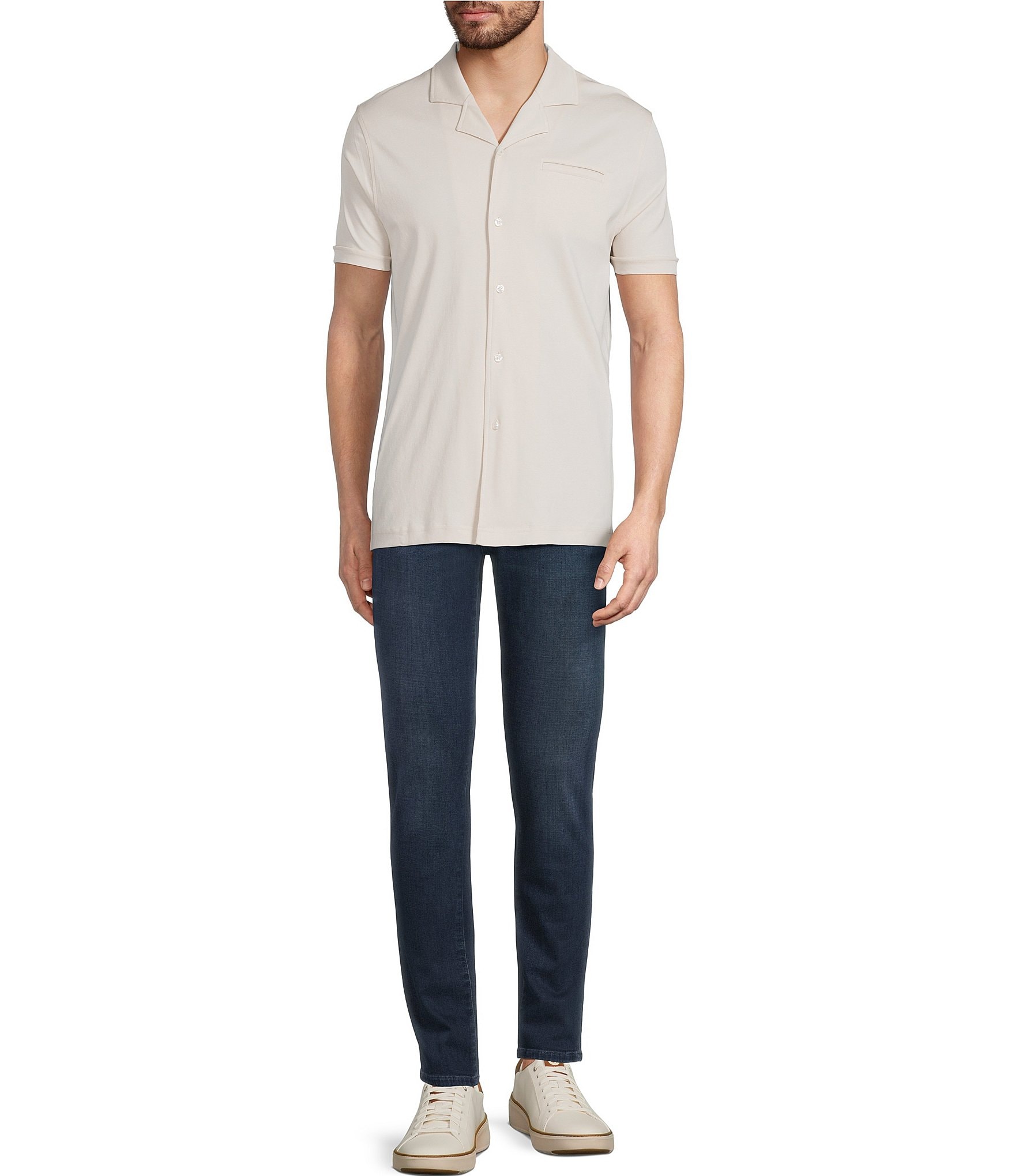 Murano Liquid Luxury Interlock Coat Front Short Sleeve Woven Shirt
