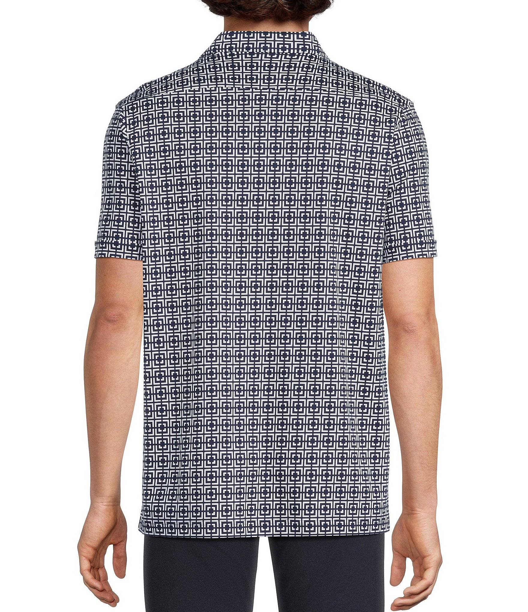 Murano Liquid Luxury Printed Interlock Coat Front Short Sleeve Woven Shirt