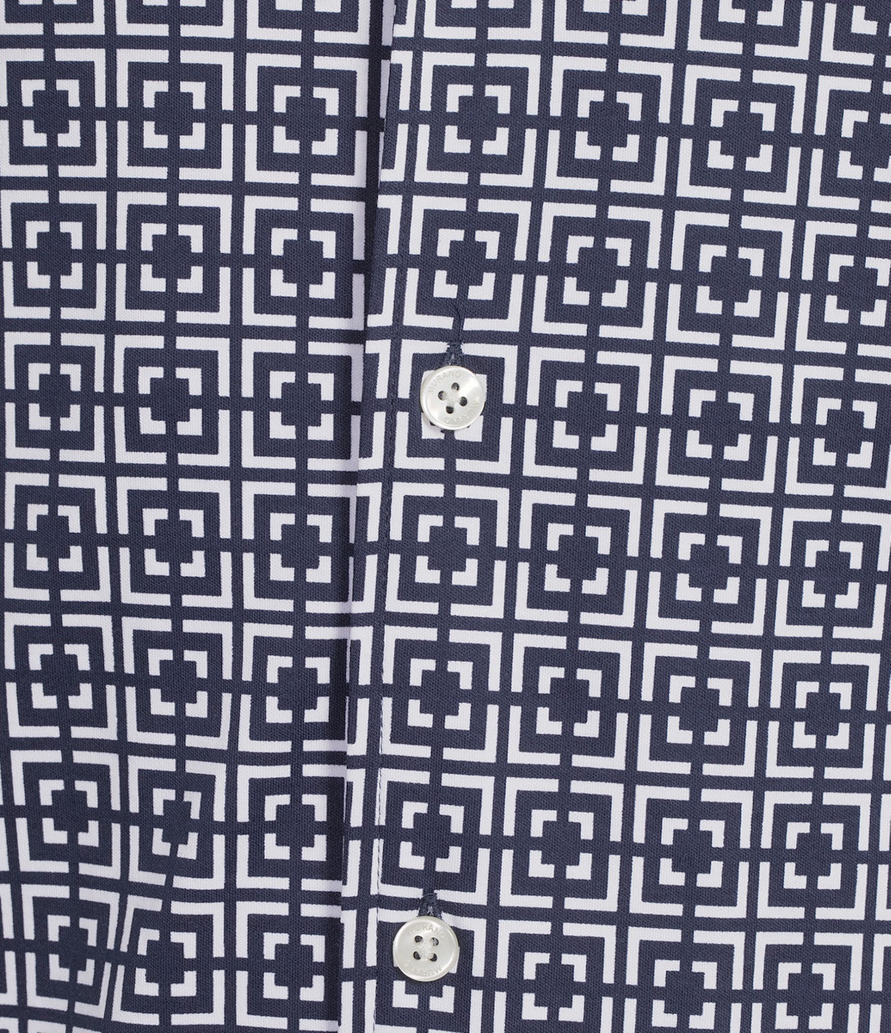 Murano Liquid Luxury Printed Interlock Coat Front Short Sleeve Woven Shirt