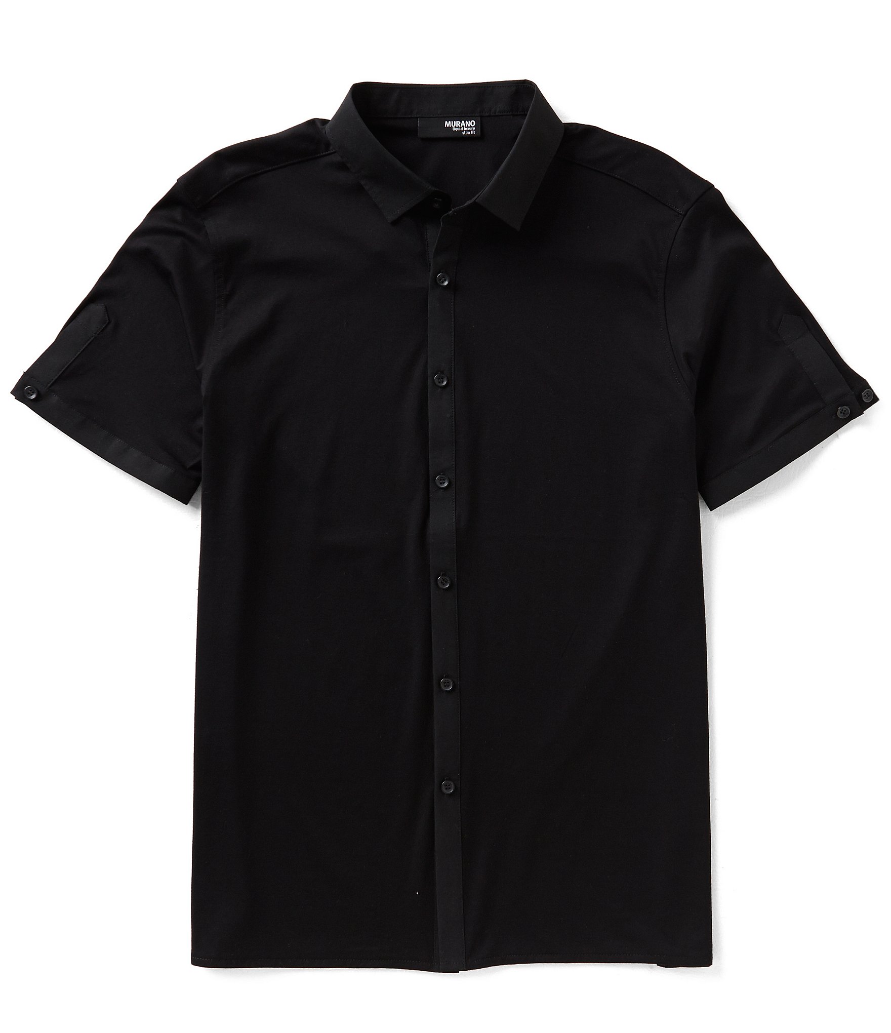Murano Liquid Luxury Short Sleeve Slim-Fit Knit Coatfront Shirt | Dillards