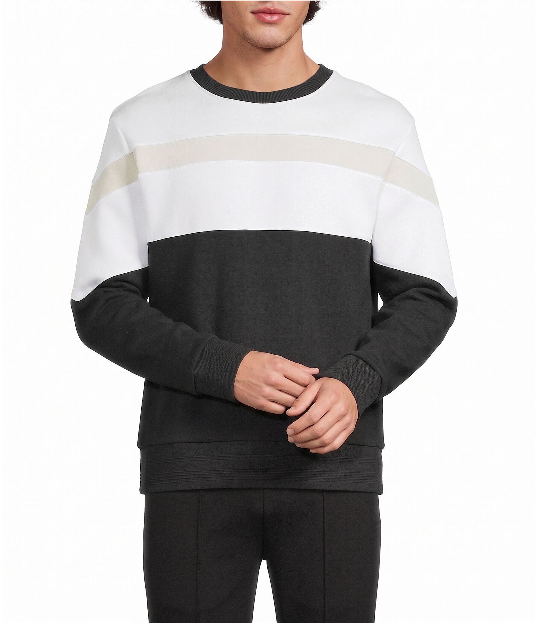 Murano Liquid Luxury Slim Fit Color Block Long Sleeve Sweatshirt