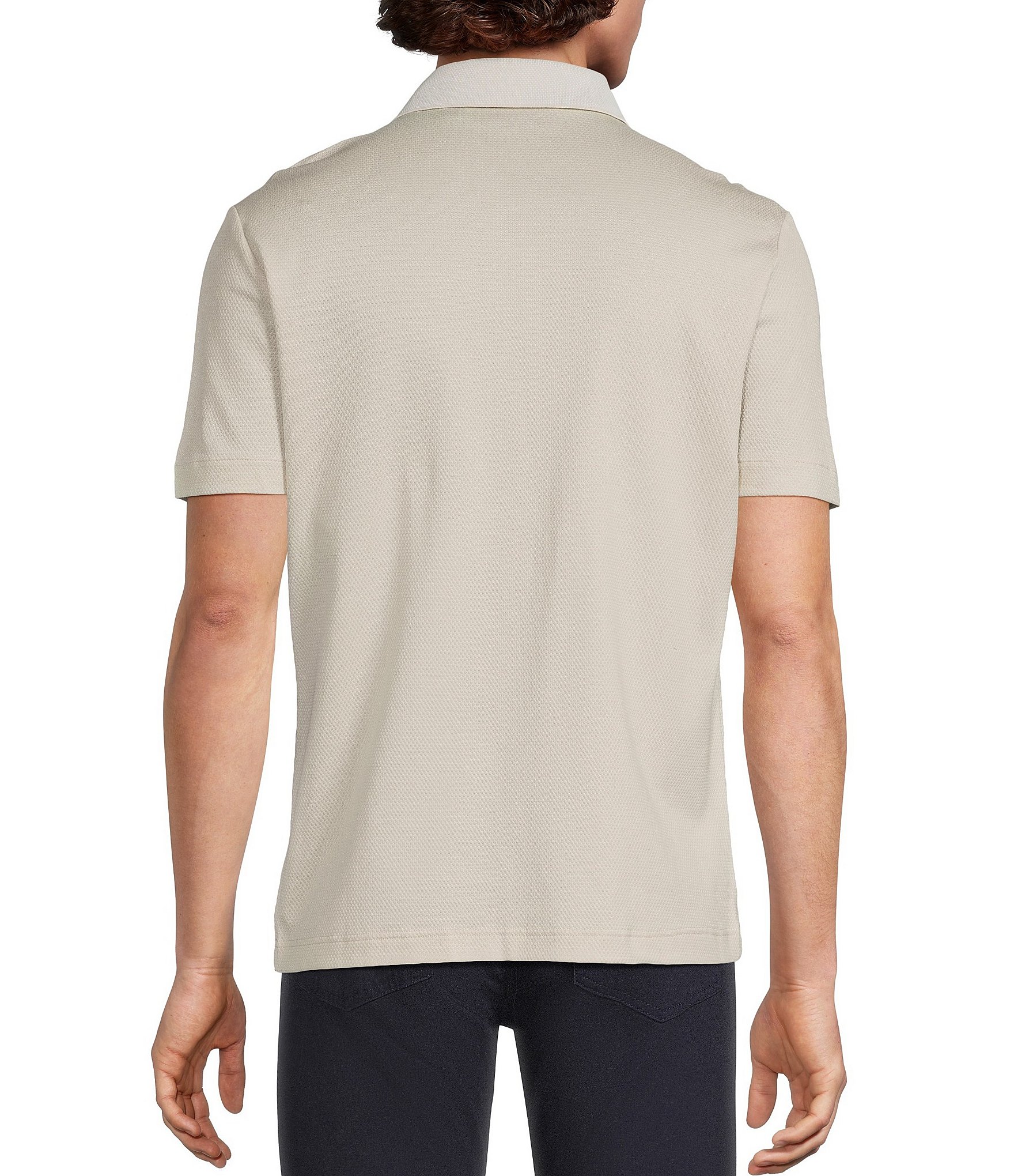 Murano Liquid Luxury Slim Fit Quarter-Zip Solid Short Sleeve Polo Shirt