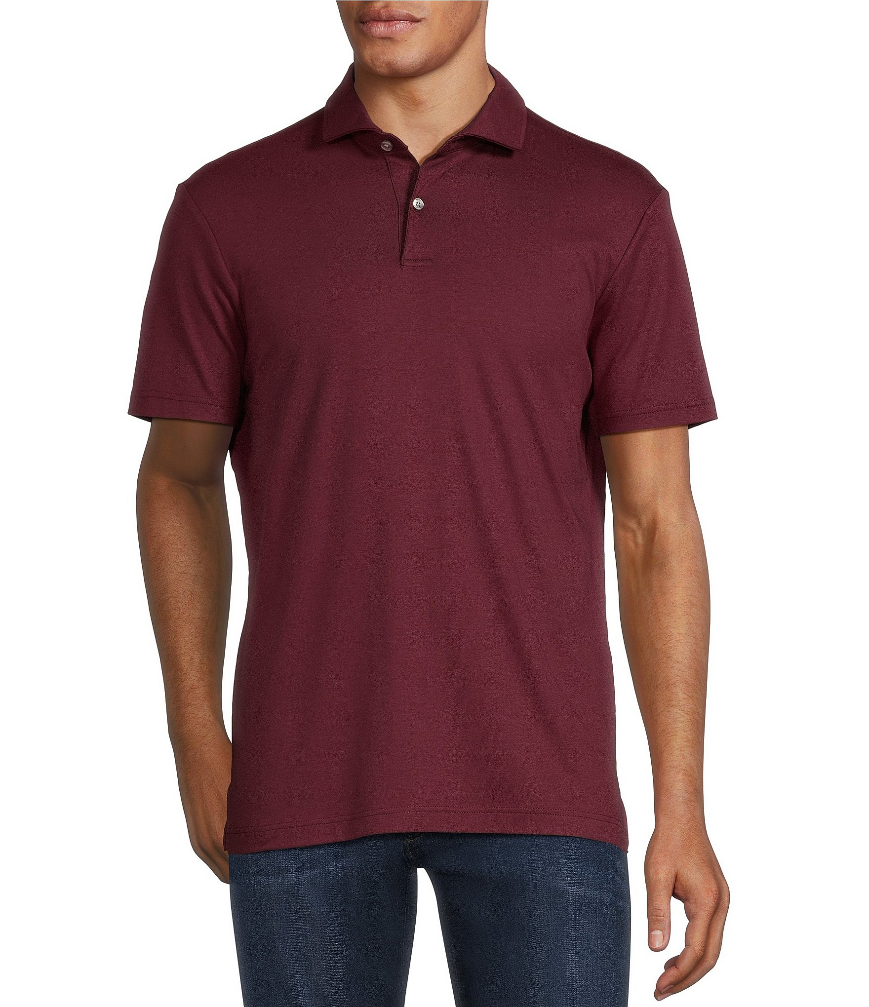 Murano Liquid Luxury Slim Fit Solid Interlock Short Sleeve Polo Shirt