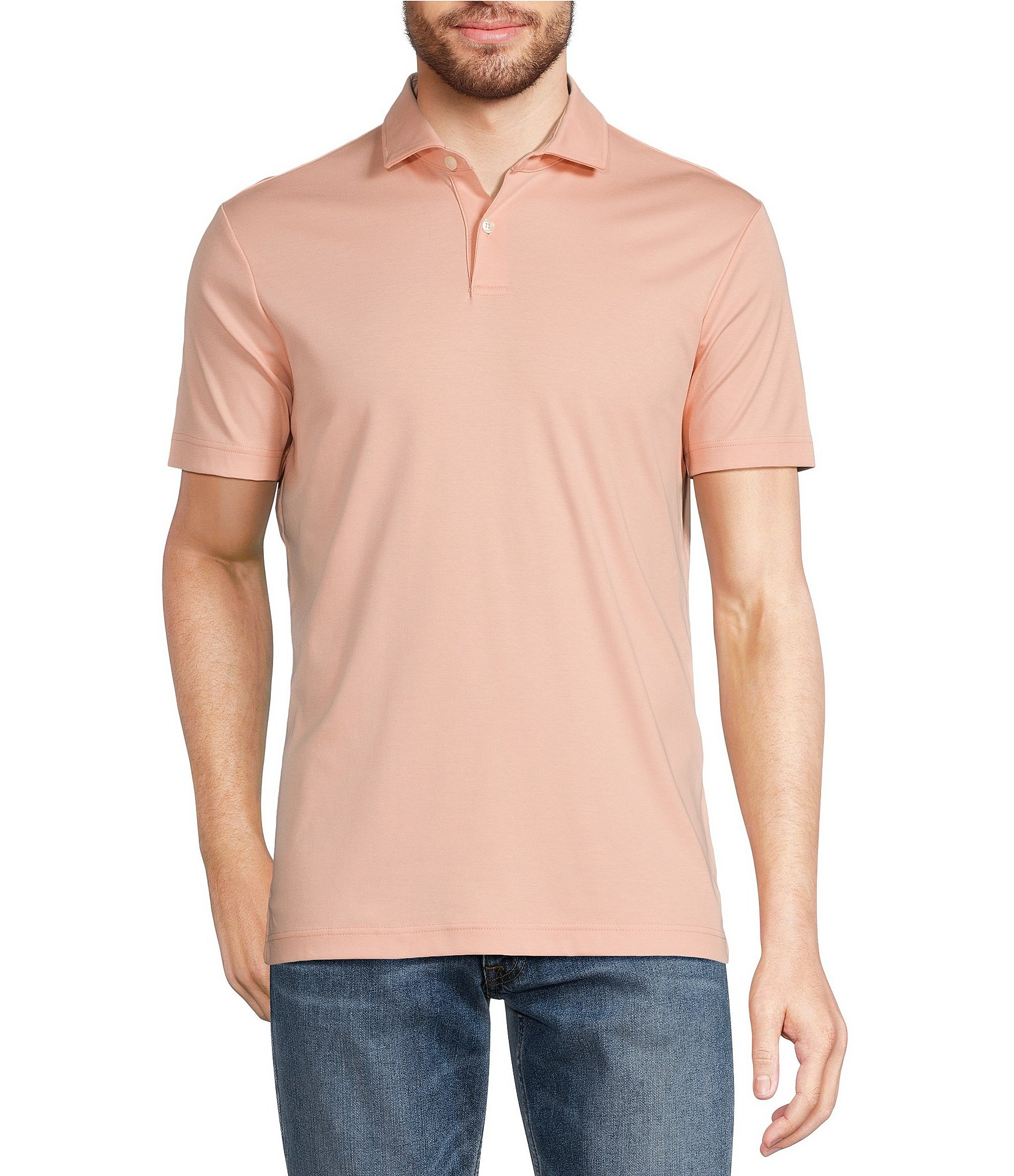 Murano Liquid Luxury Slim Fit Solid Interlock Short Sleeve Polo Shirt