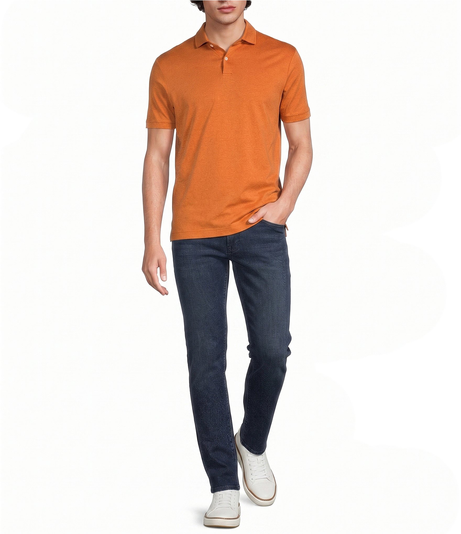 Murano Liquid Luxury Slim Fit Solid Interlock Short Sleeve Polo Shirt