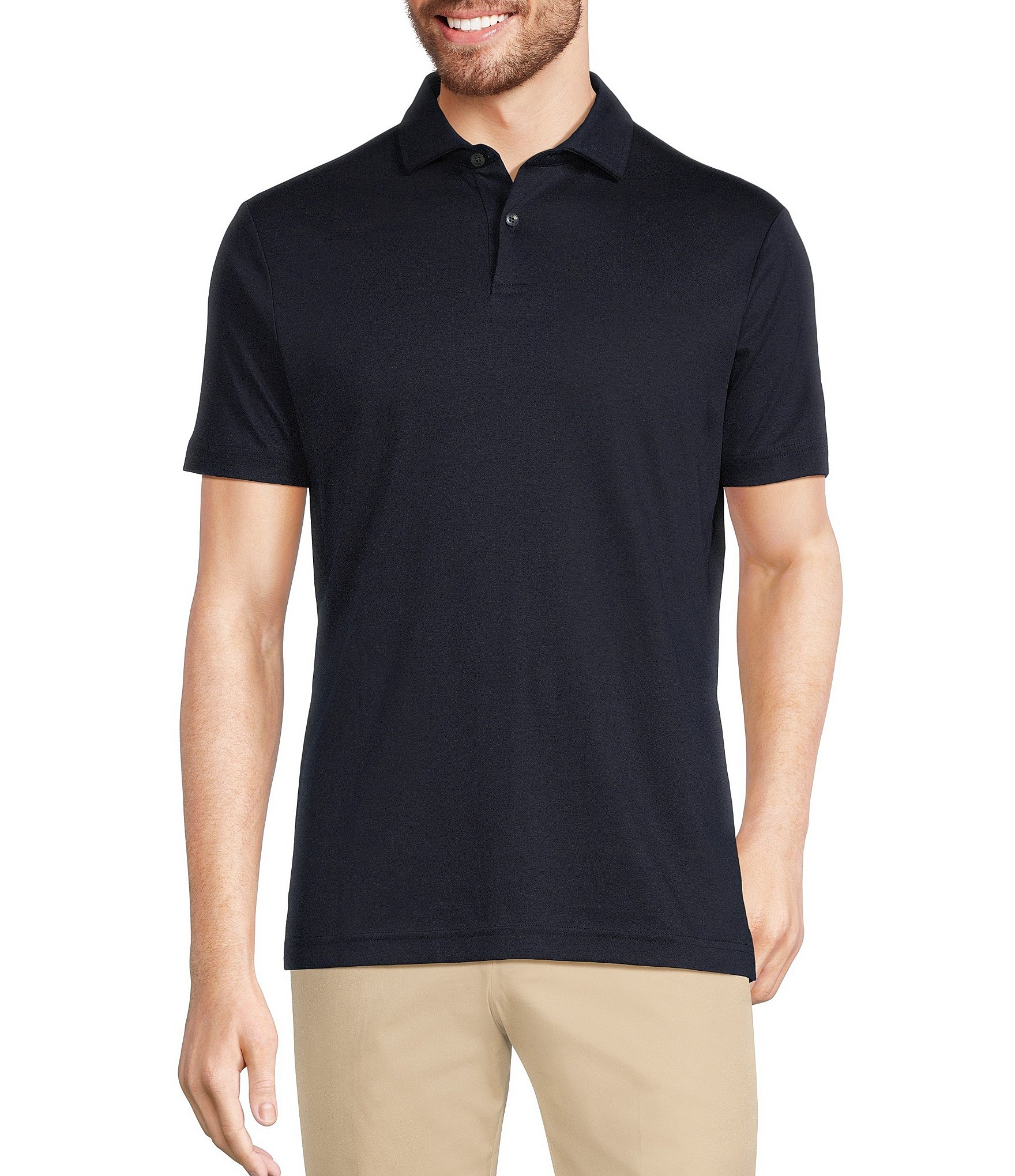 Murano Liquid Luxury Slim Fit Solid Interlock Short Sleeve Polo Shirt