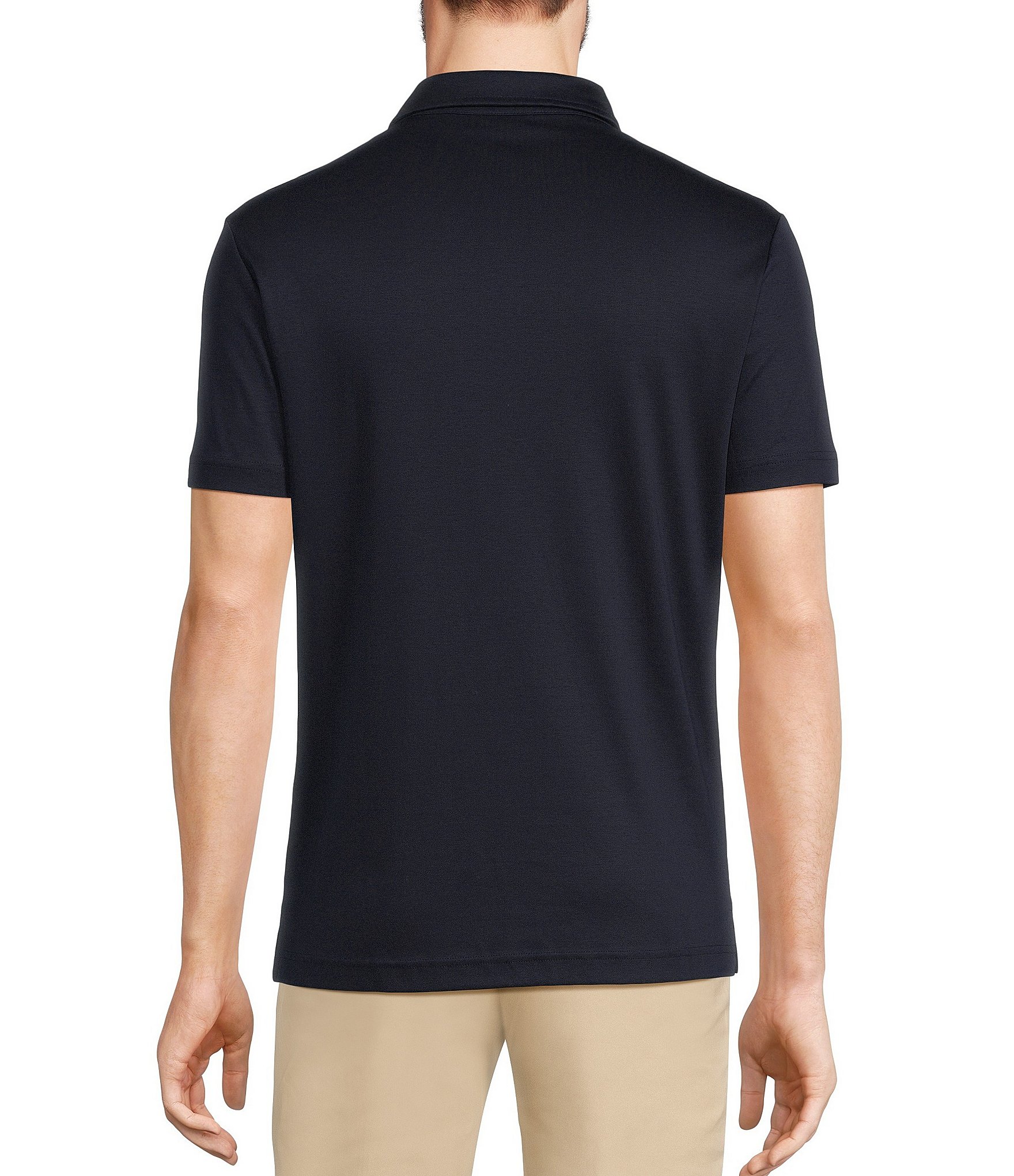 Murano Liquid Luxury Slim Fit Solid Interlock Short Sleeve Polo Shirt