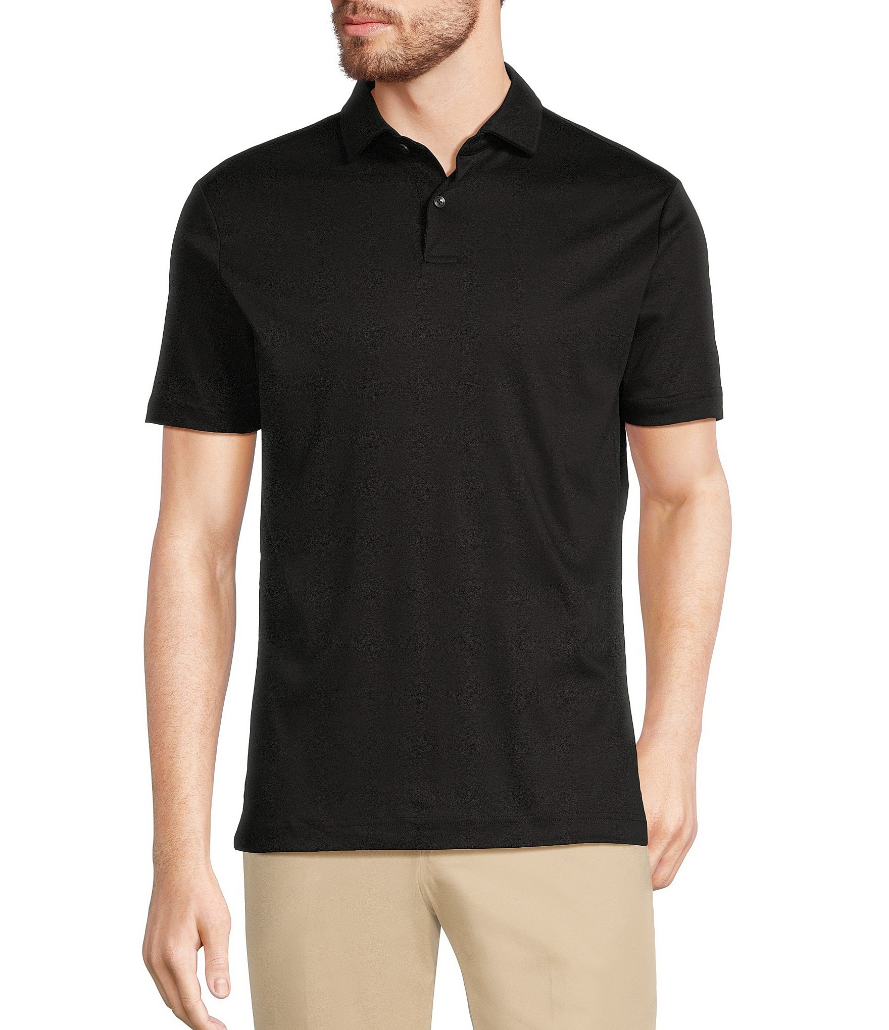 Murano Liquid Luxury Slim Fit Solid Interlock Short Sleeve Polo Shirt