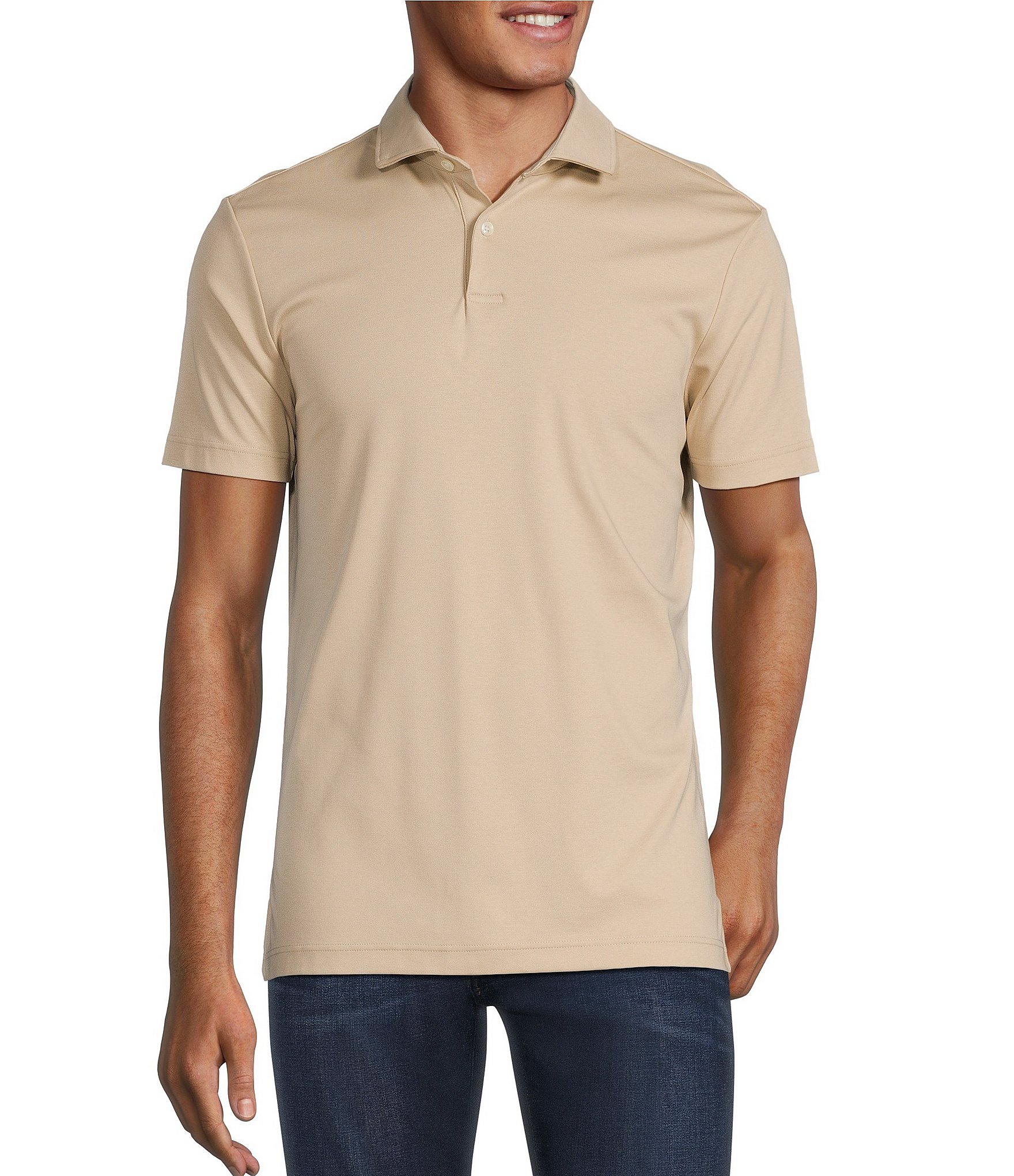 Murano Liquid Luxury Slim Fit Solid Interlock Short Sleeve Polo Shirt