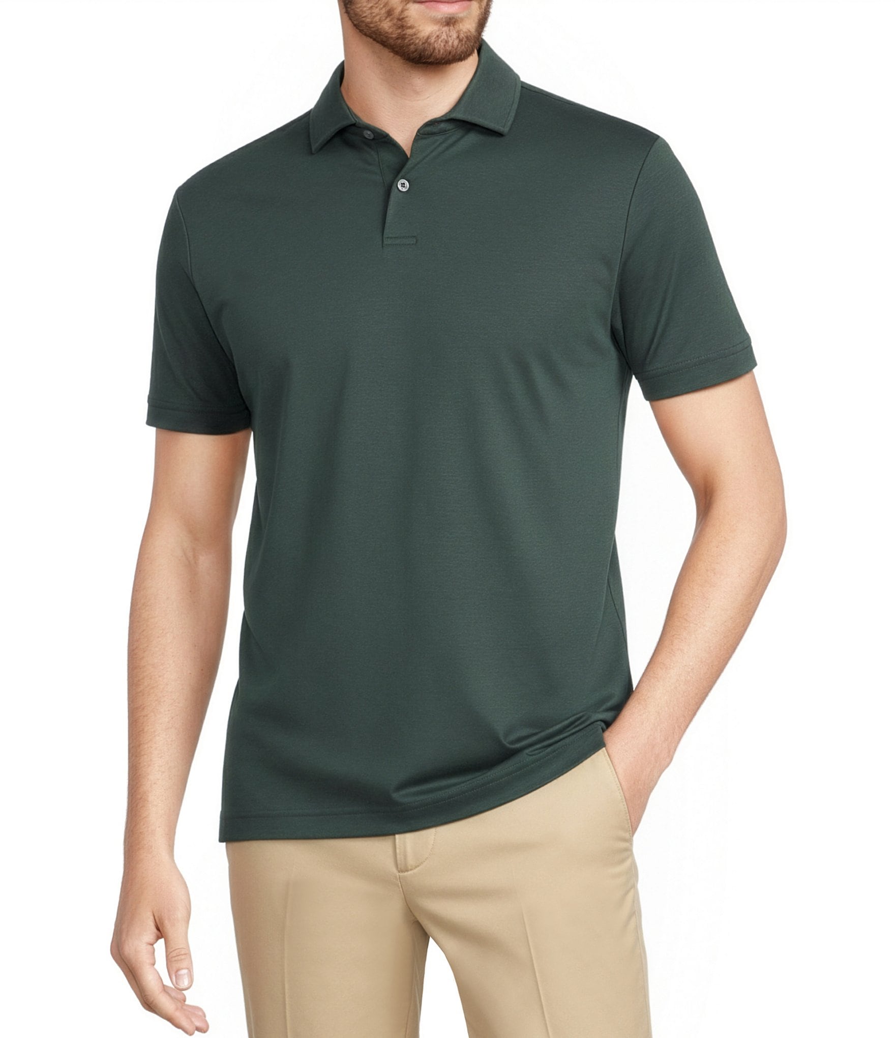 Murano Liquid Luxury Slim Fit Solid Interlock Short Sleeve Polo Shirt