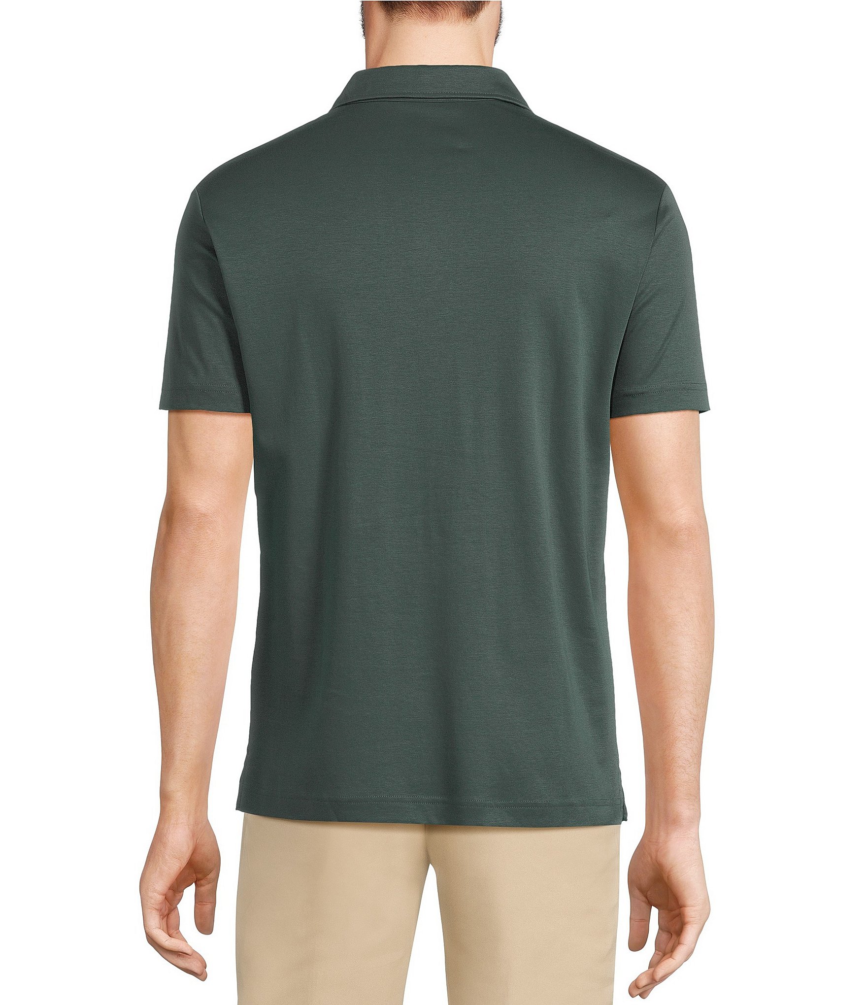 Murano Liquid Luxury Slim Fit Solid Interlock Short Sleeve Polo Shirt