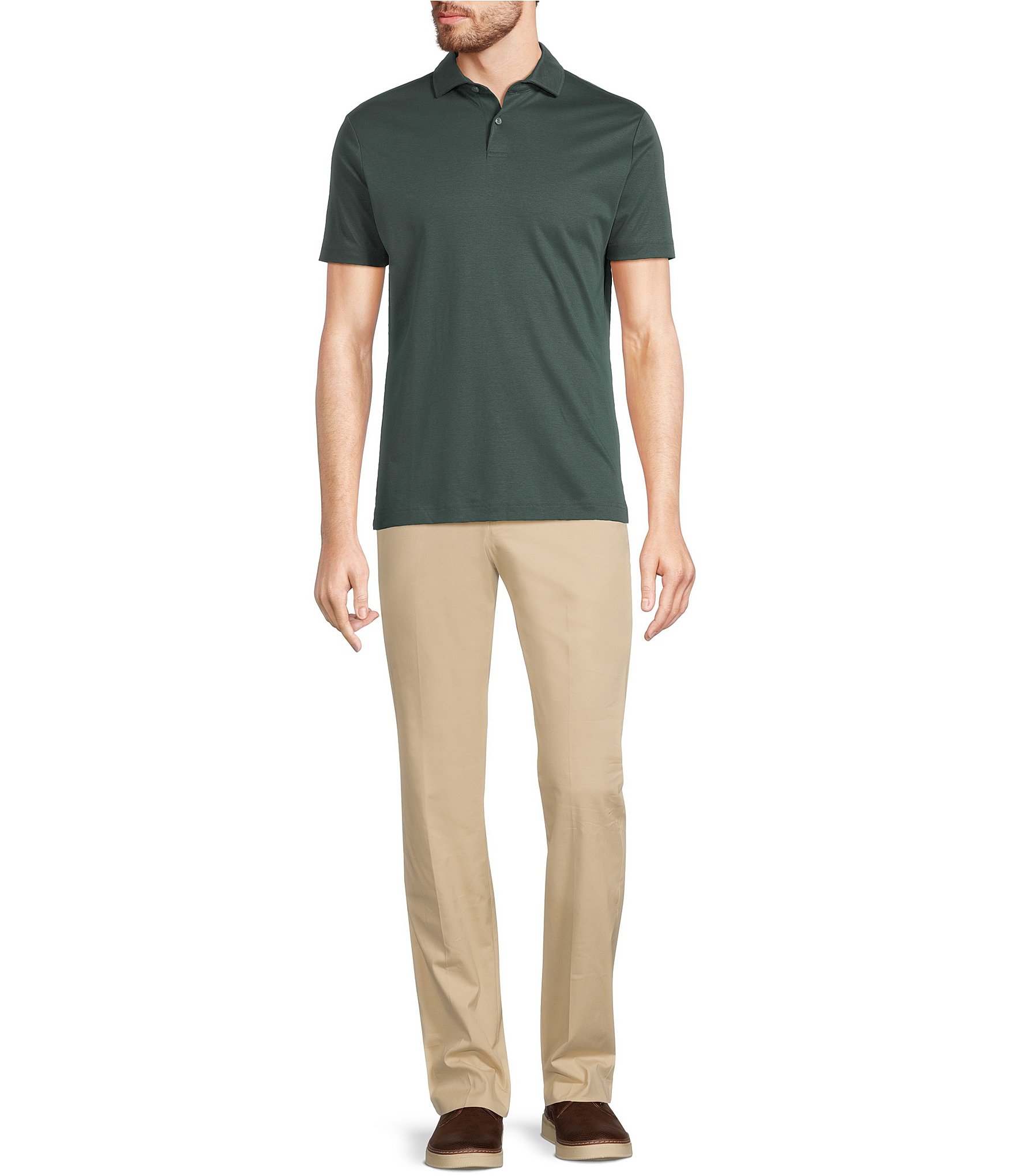 Murano Liquid Luxury Slim Fit Solid Interlock Short Sleeve Polo Shirt