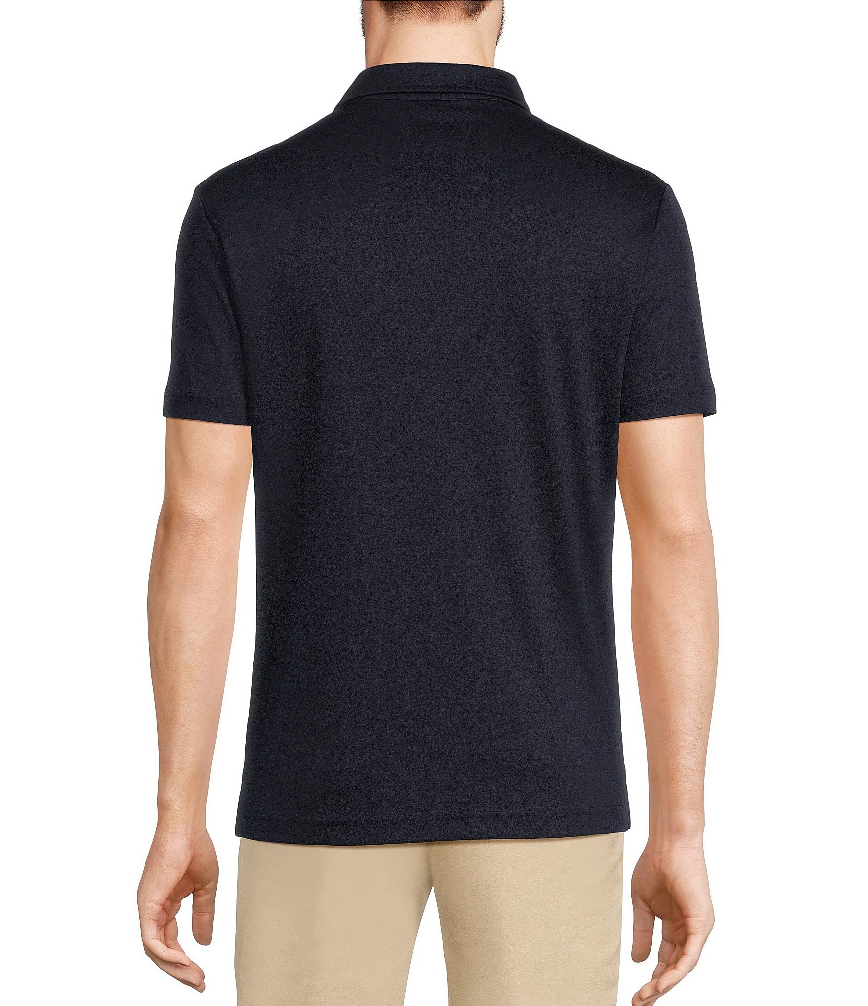 Murano Liquid Luxury Slim Fit Solid Interlock Short Sleeve Polo Shirt