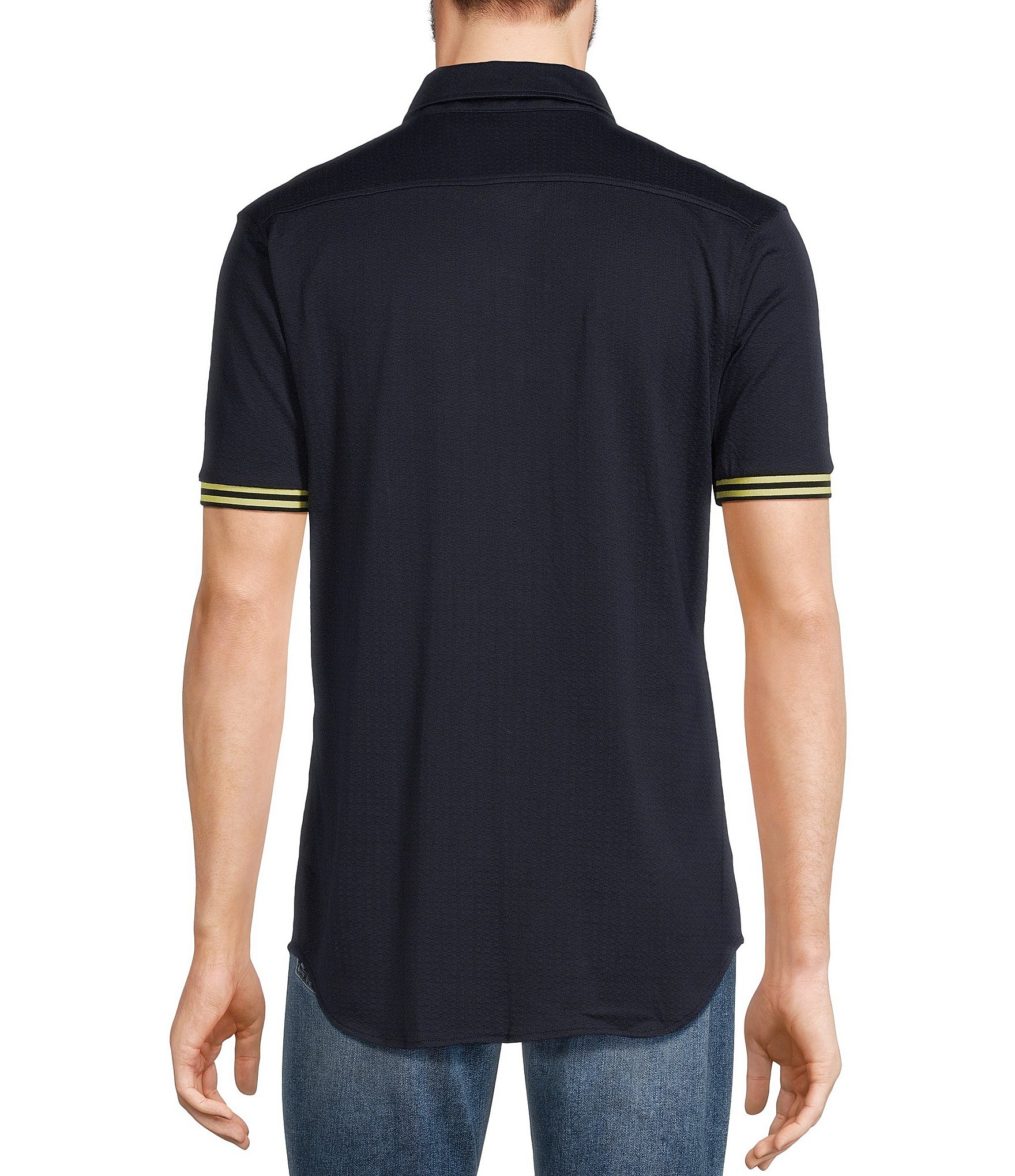 Murano Modern Maritime Collection Slim-Fit Jacquard Short-Sleeve Shirt