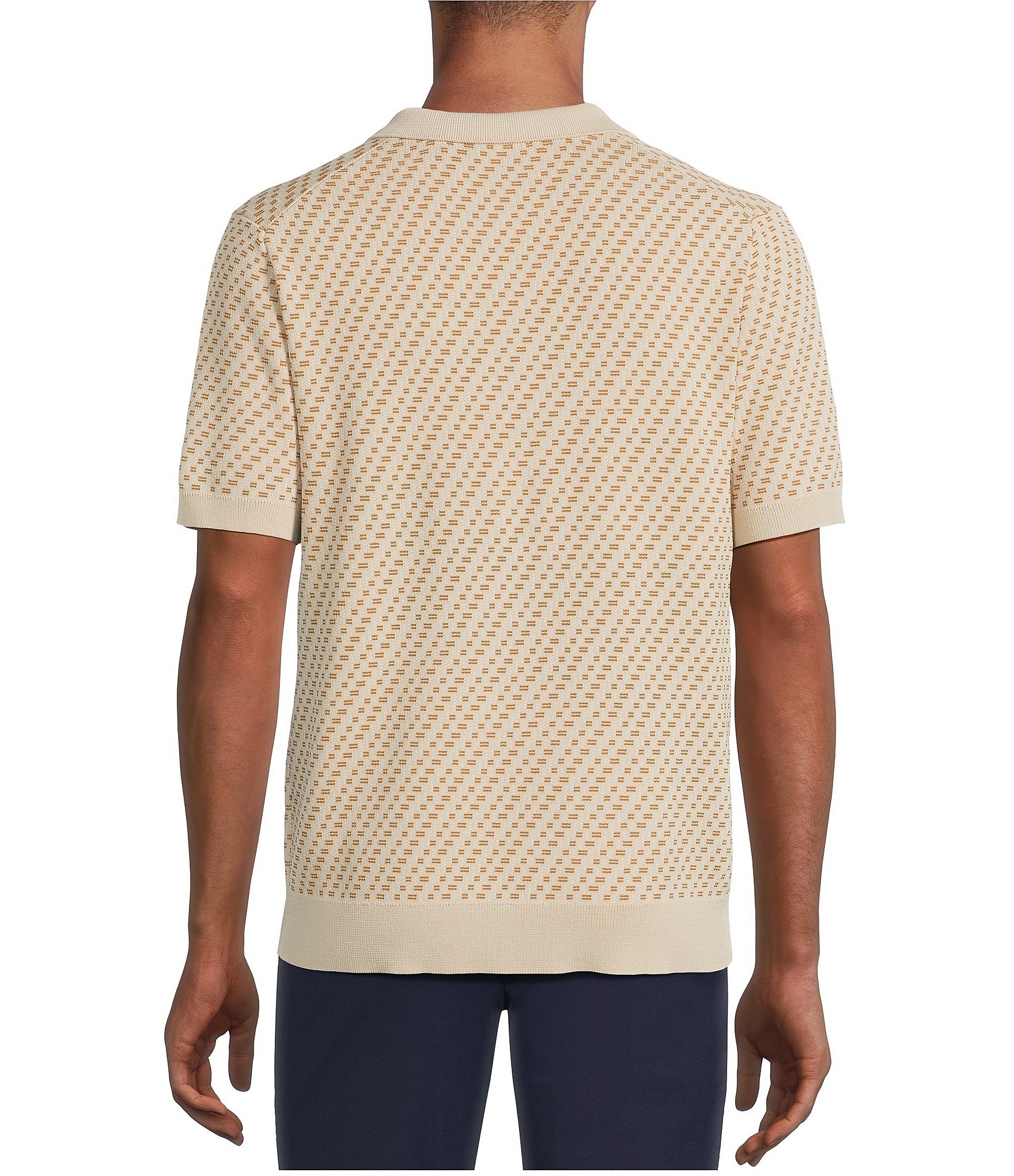 Murano Modern Performance Solid Johnny Collar Short Sleeve Knit Sweater