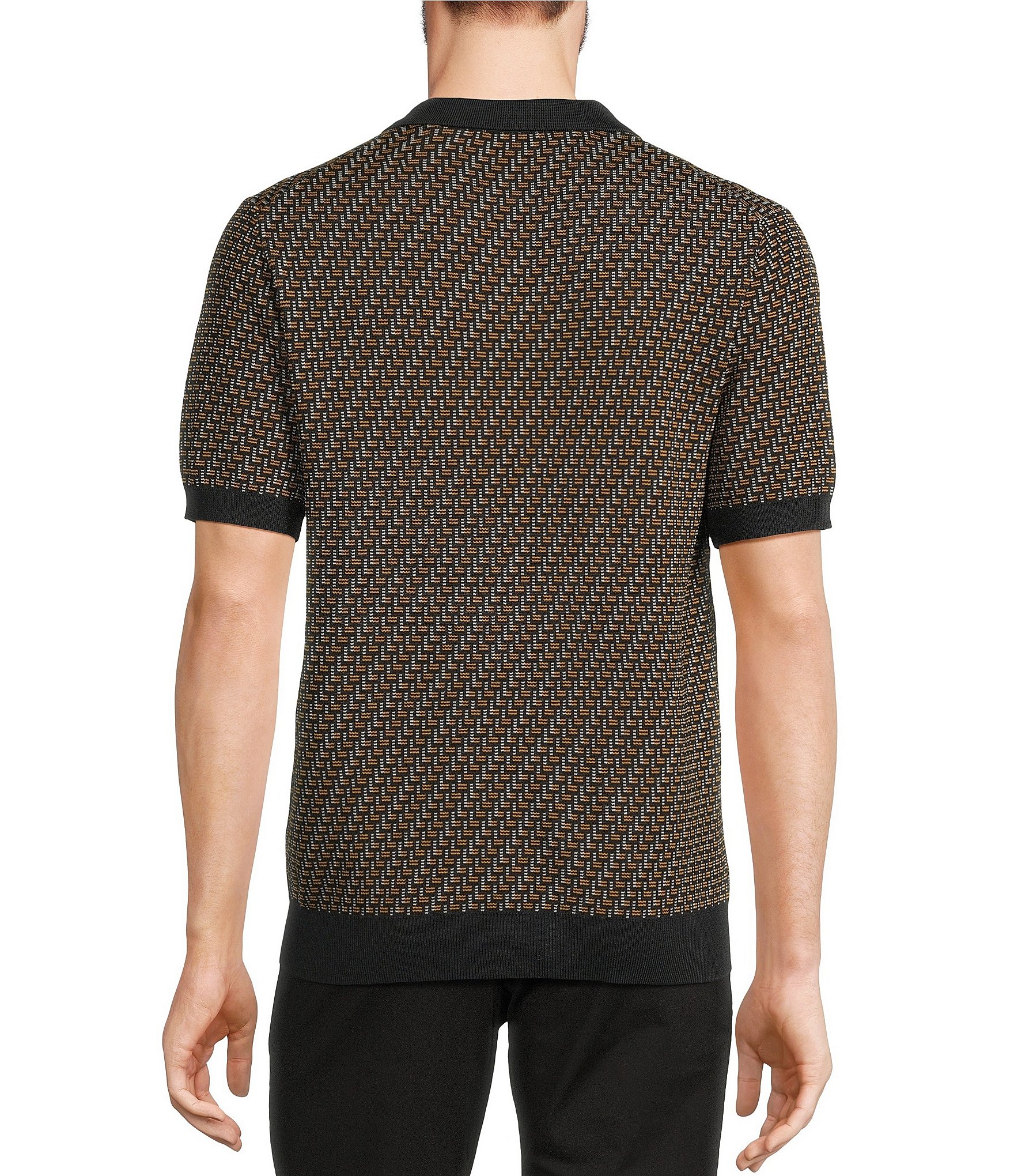 Murano Modern Performance Solid Johnny Collar Short Sleeve Knit Sweater