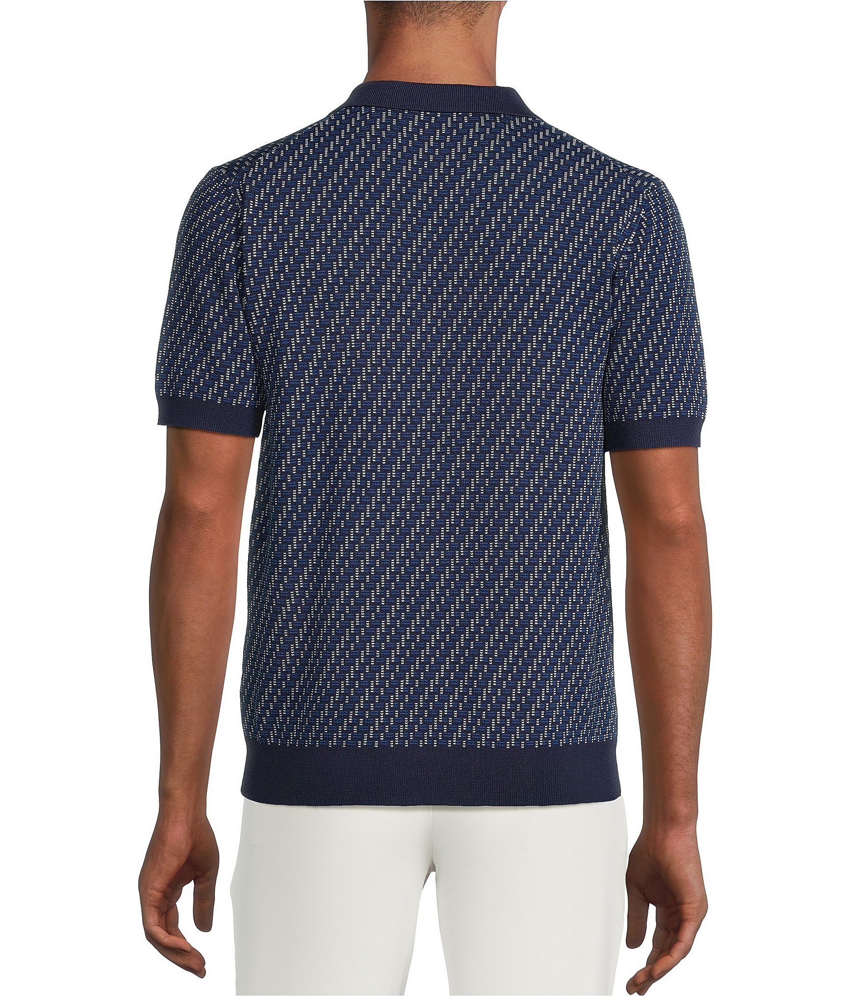 Murano Modern Performance Solid Johnny Collar Short Sleeve Knit Sweater