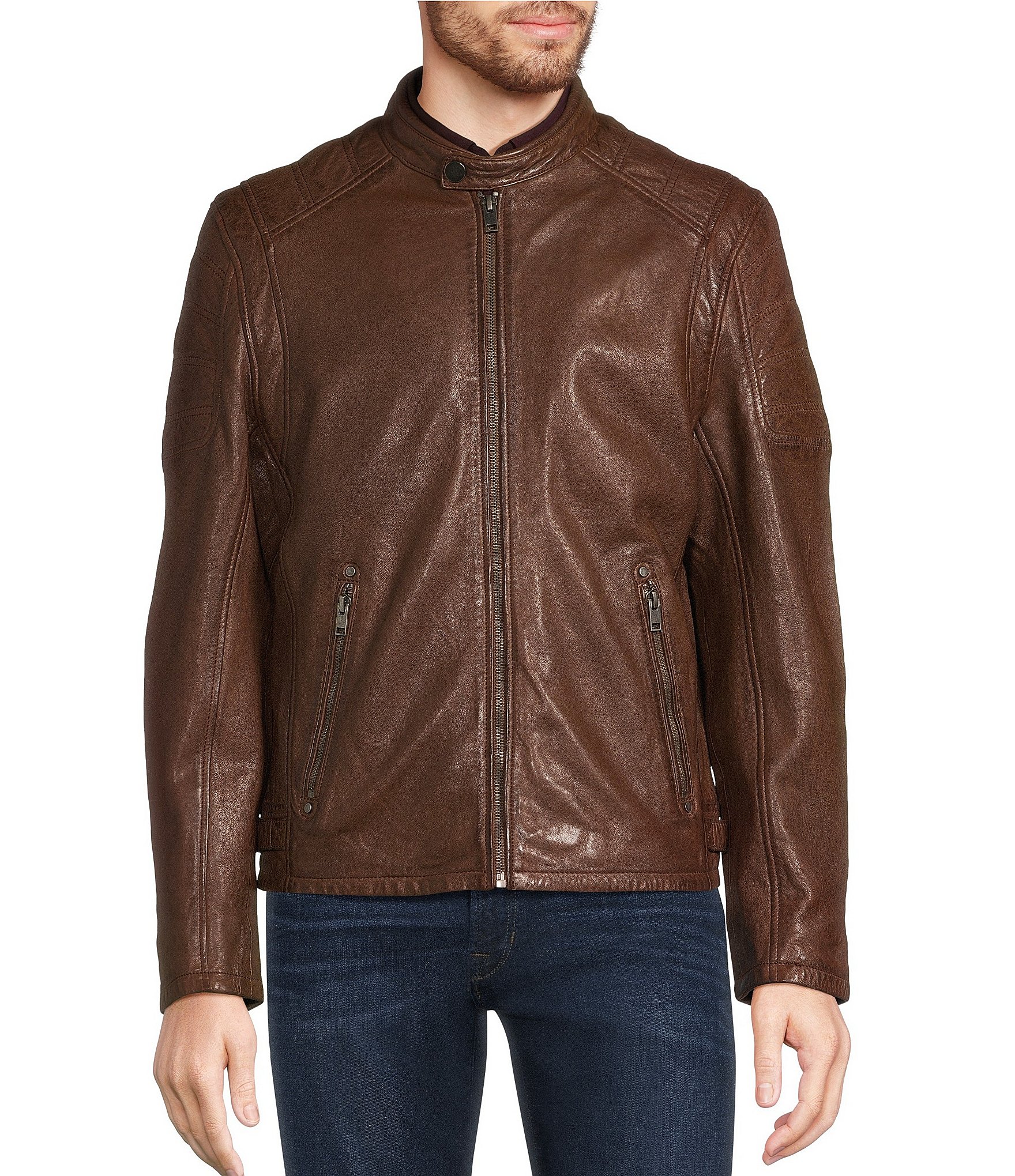 Murano Moto Collar Hipster Leather Jacket | Dillard's