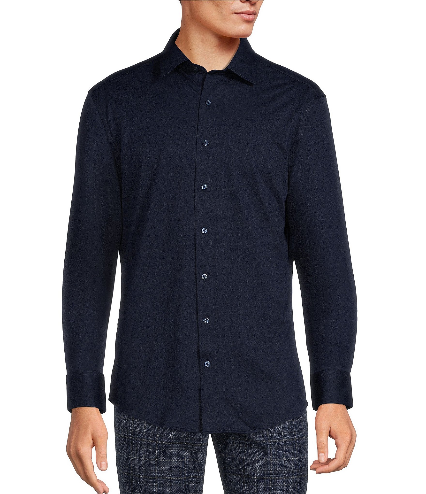 Murano Non-Iron Slim Fit Spread Collar Cool Max Knit Dress Shirt ...